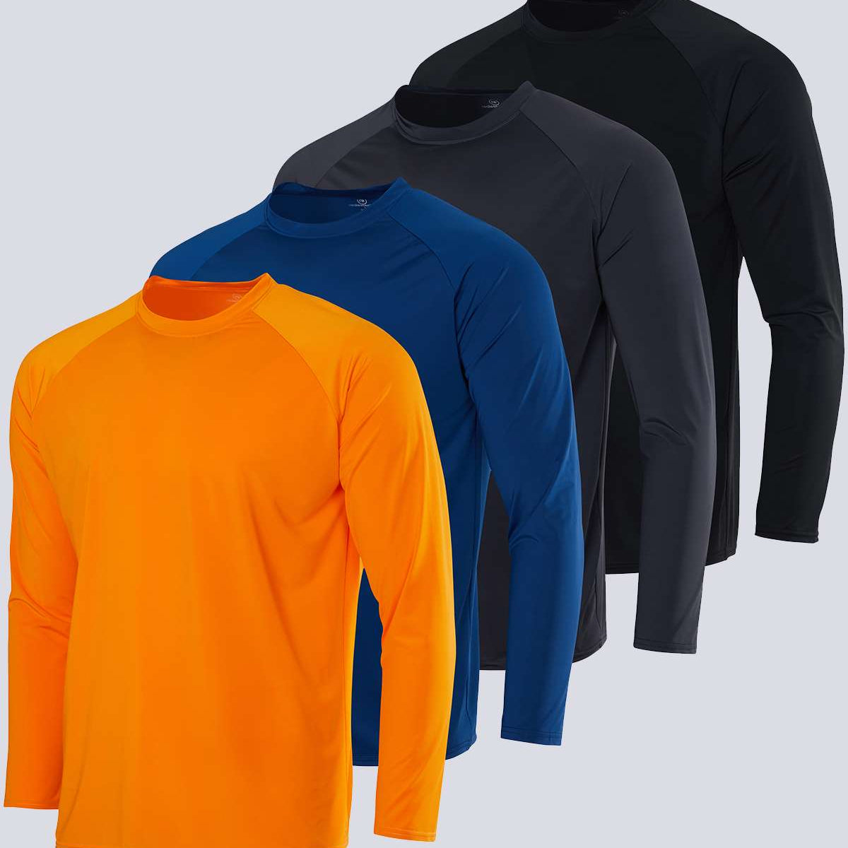 4 Pack: Men's Long Sleeve Rash Guard Shirt (Available In Big & Tall)