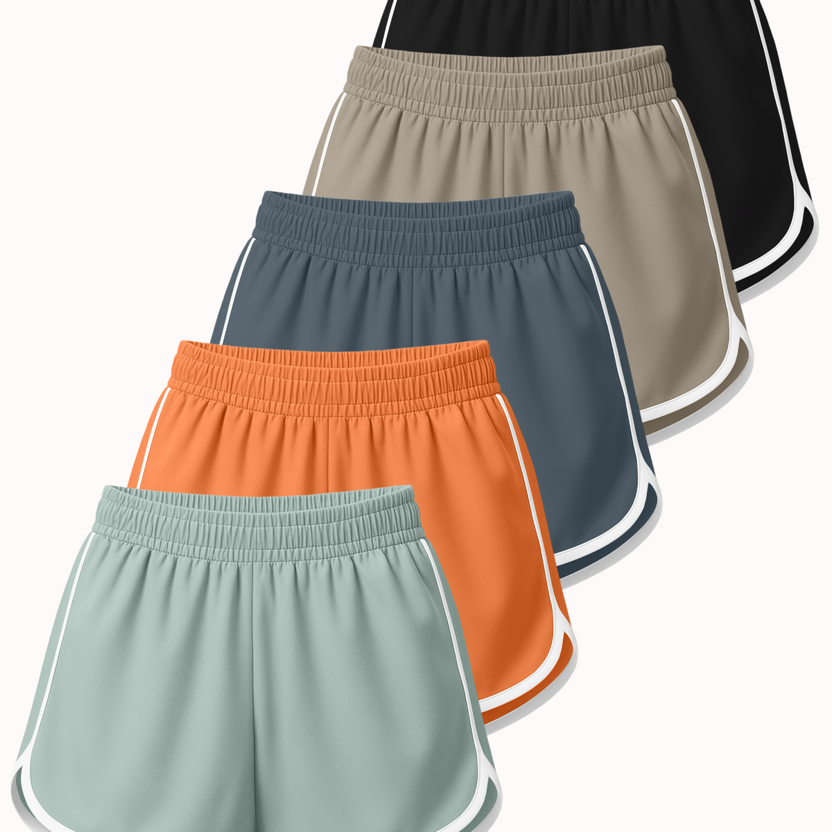 Real Essentials 5 Pack Women's Dry Fit Dolphin Shorts Athletic Running Workout Gym Hiking - Set 7