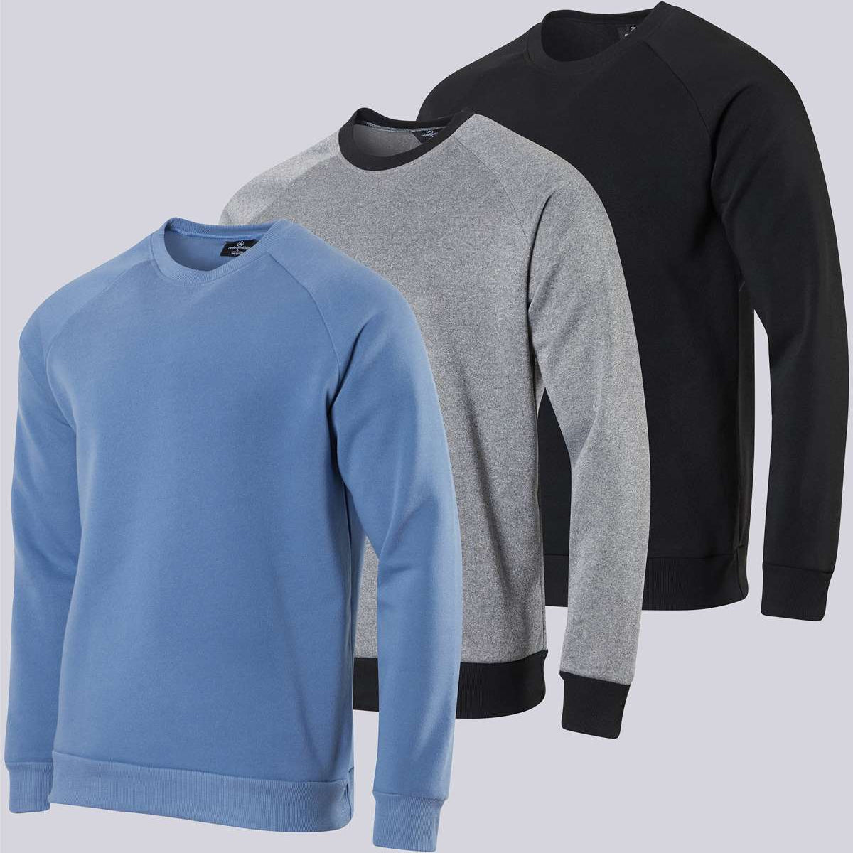 3 Pack: Mens Fleece Crewneck Pullover Sweatshirt
