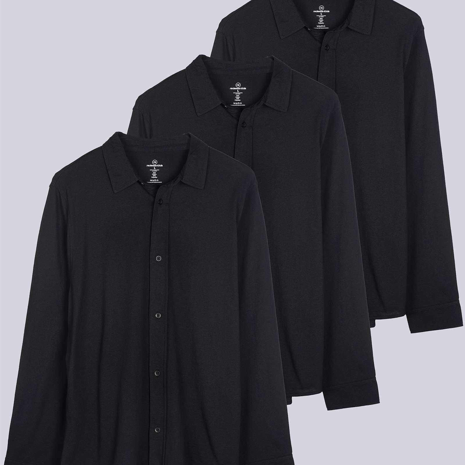 3 Pack: Men's Long Sleeve Button Down Shirt