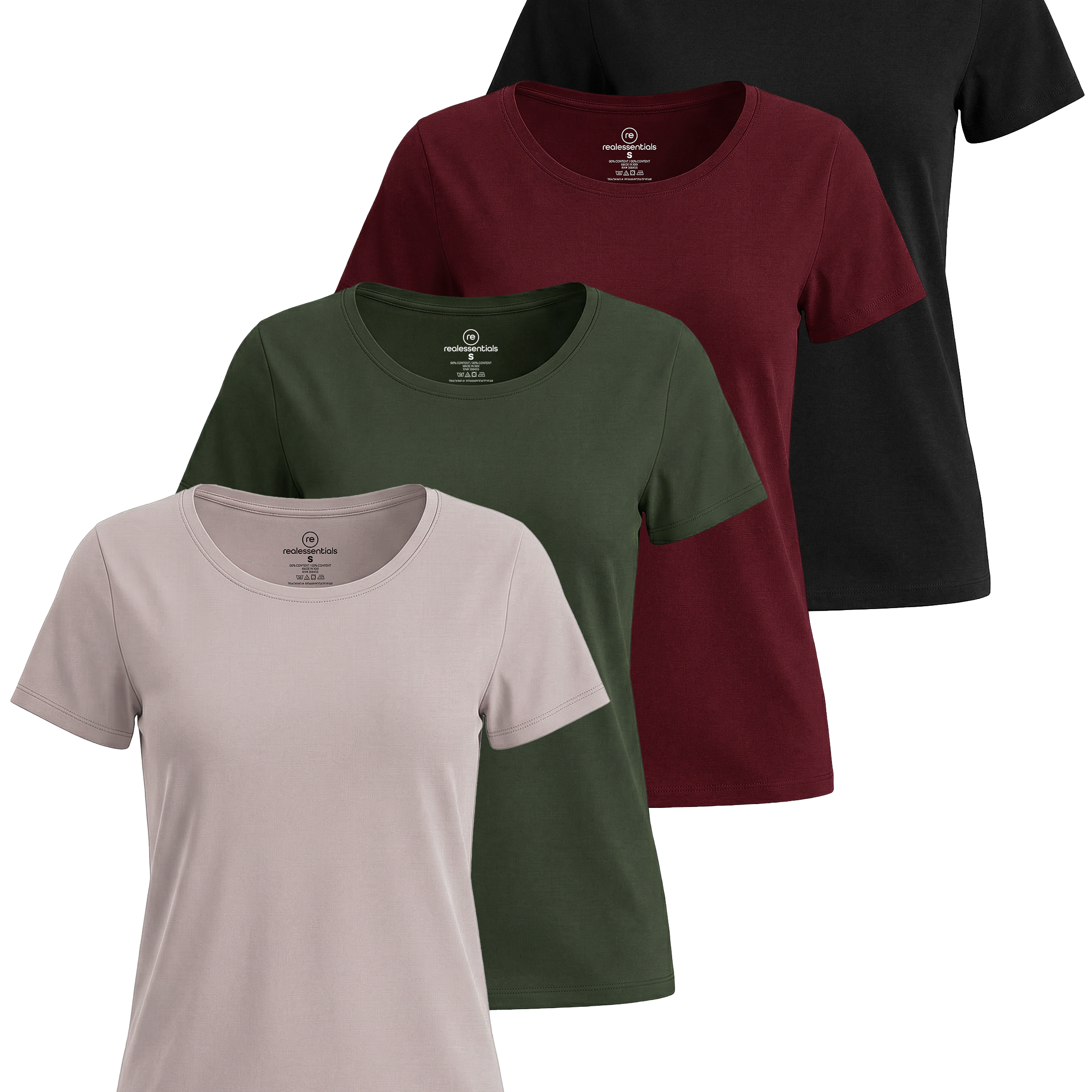 4 Pack: Womens Classic-Fit Cotton Short-Sleeve Scoop Neck T-Shirt