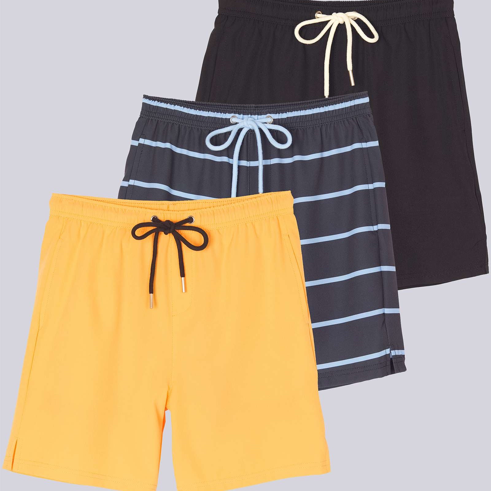 3 Pack: Boys' 2-in-1 Swim Trunks with Compression Liner