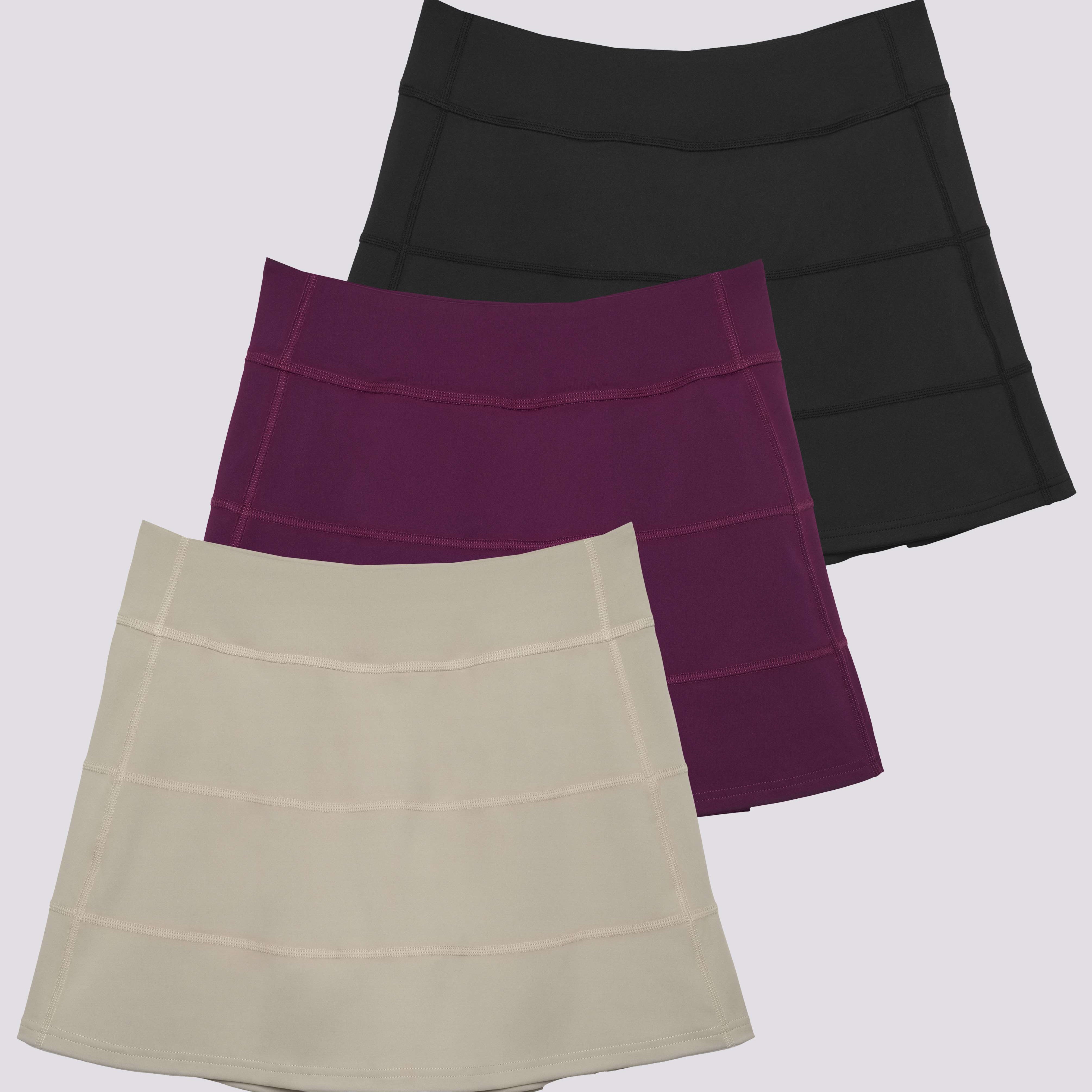 3 Pack: Women's 14" Pleated Tennis Skorts with Pockets