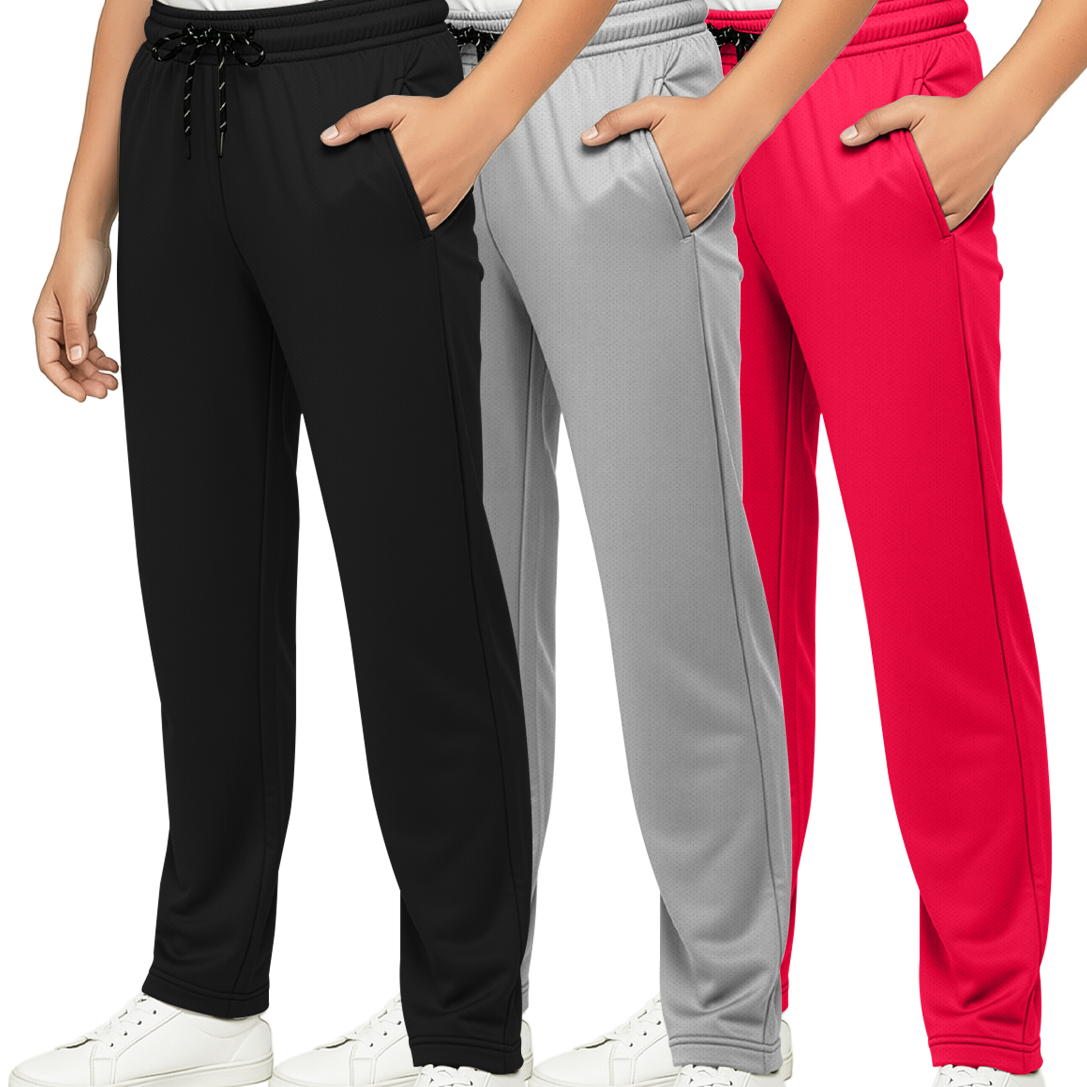 3 Pack: Boys Mesh Open Bottom Active Sweatpants