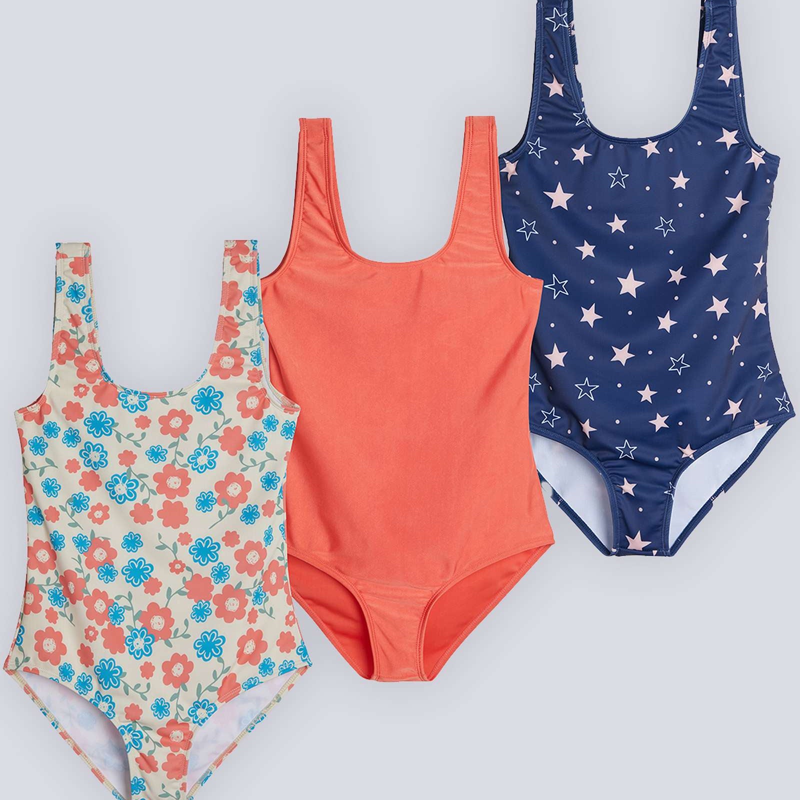 3 Pack: Girls' Surf One Piece Swimsuit