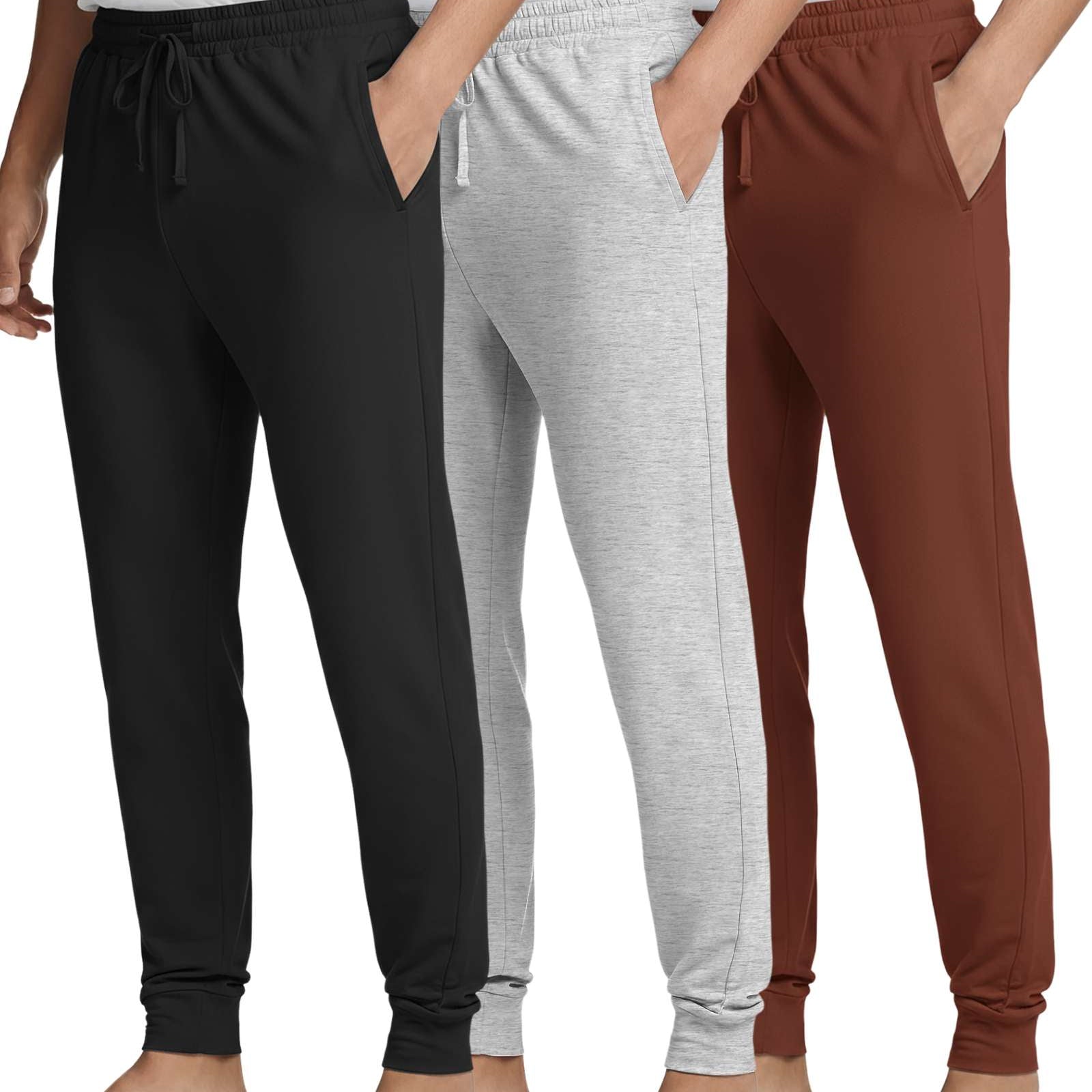 3 Pack: Men's Soft Lounge Sleep Joggers