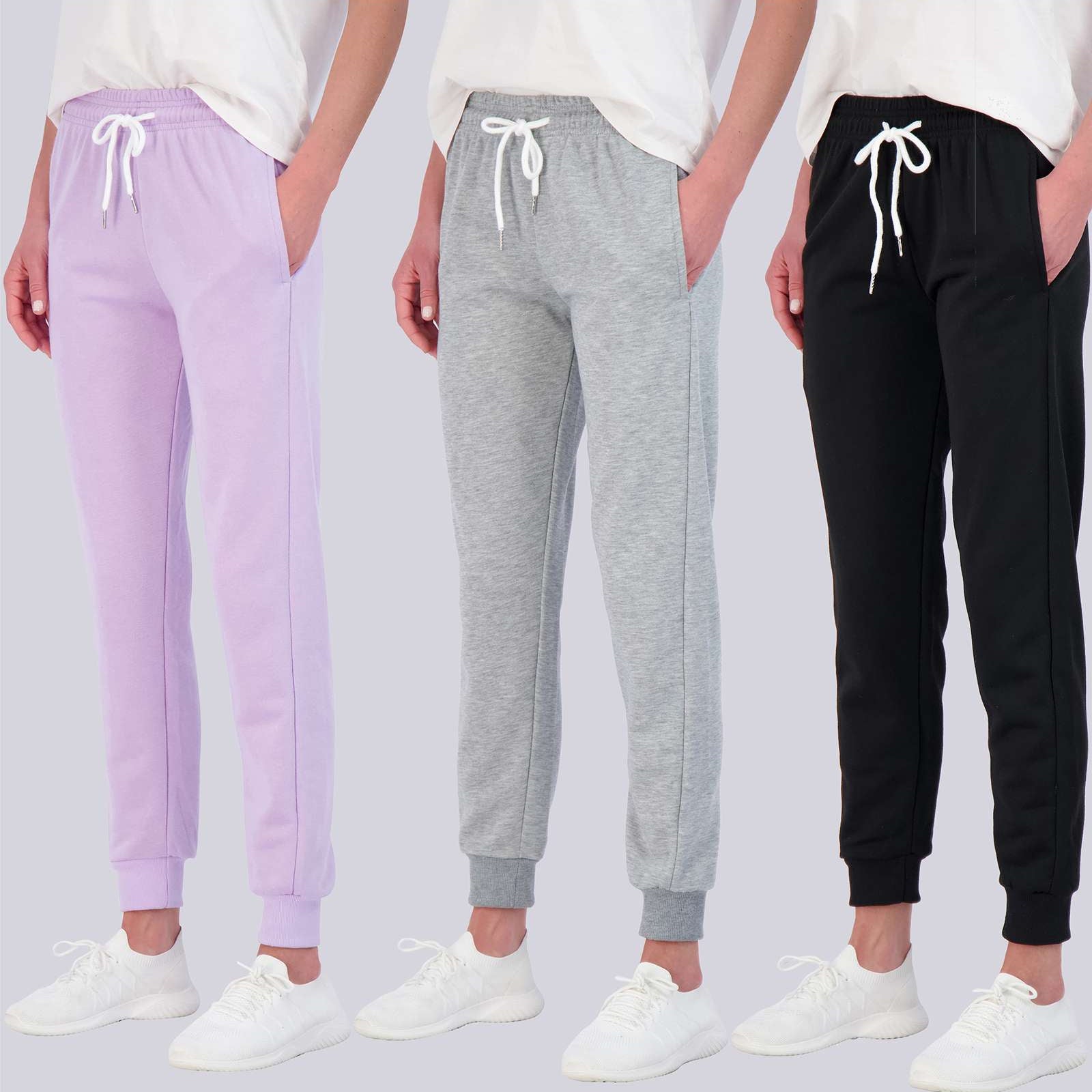3 Pack: Womens French Terry Lounge Jogger Sweatpants