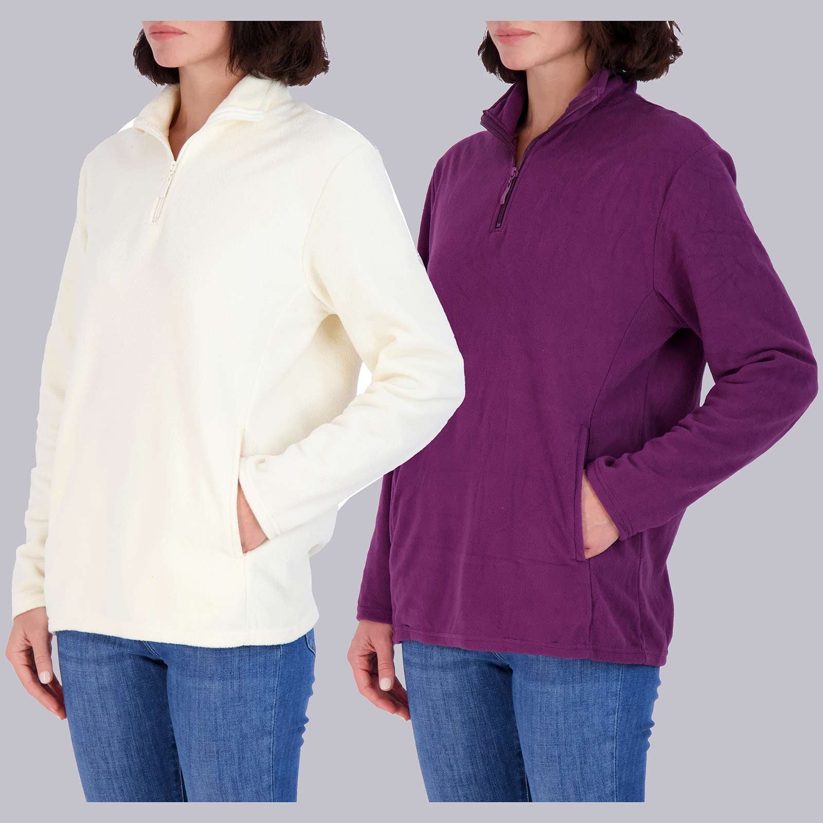 2 Pack: Women's Polar Fleece Long-Sleeve Quarter Zip Winter Jacket (Available in Plus Size)