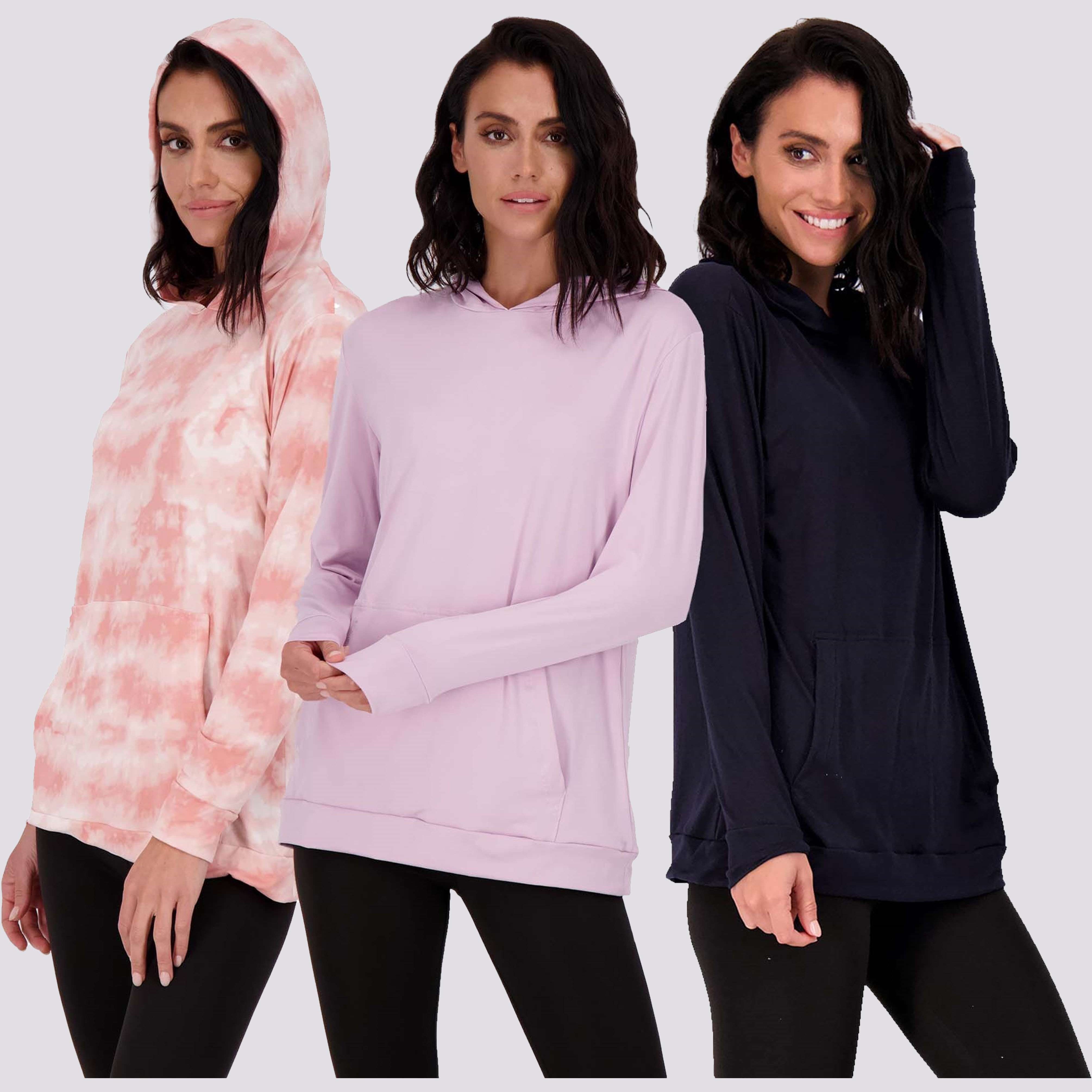 3 Pack: Womens Super-Soft Lounge Hoodie Pullover Sweatshirt