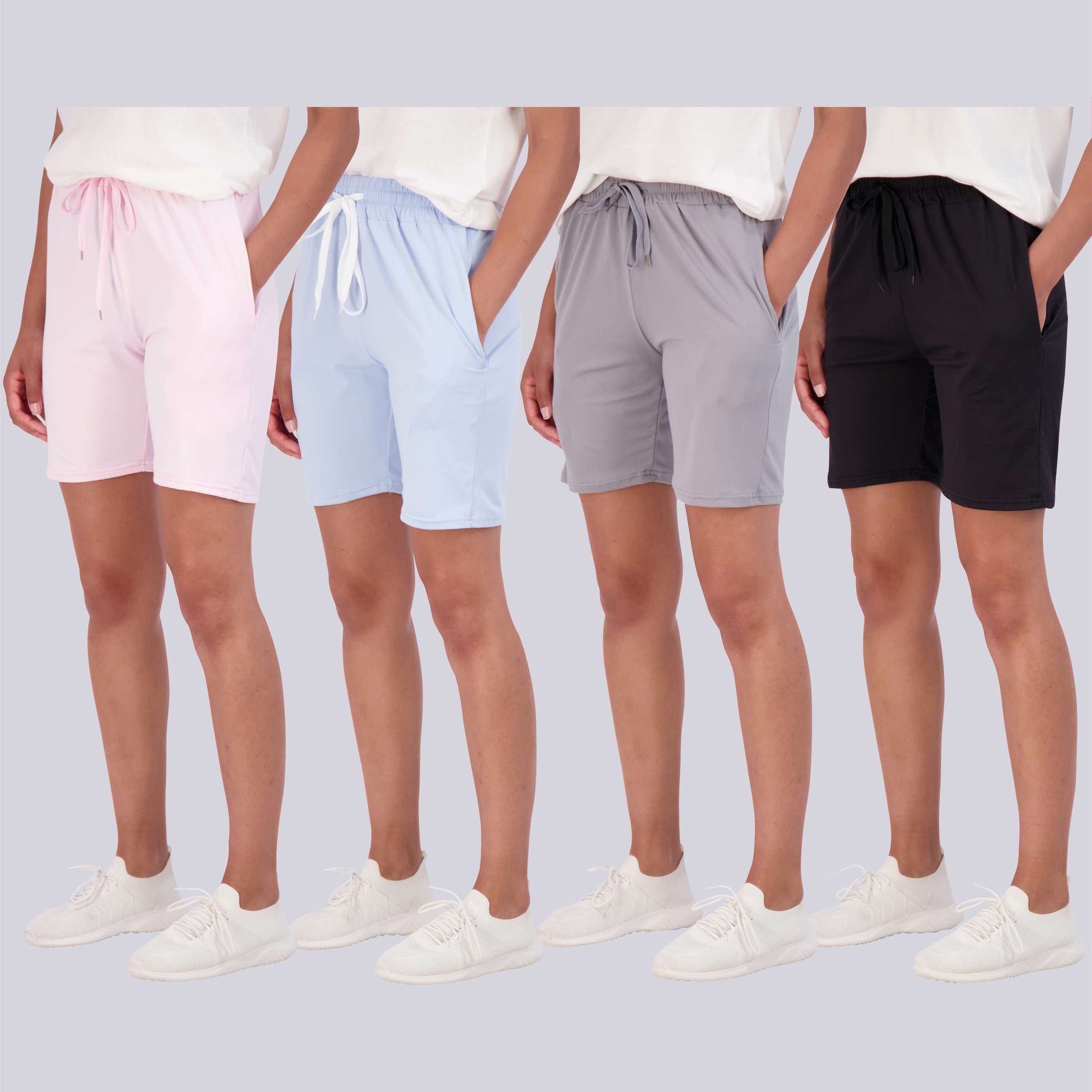 4 Pack: Women's 7" Bermuda Long High Waisted Shorts (Available in Plus Size)