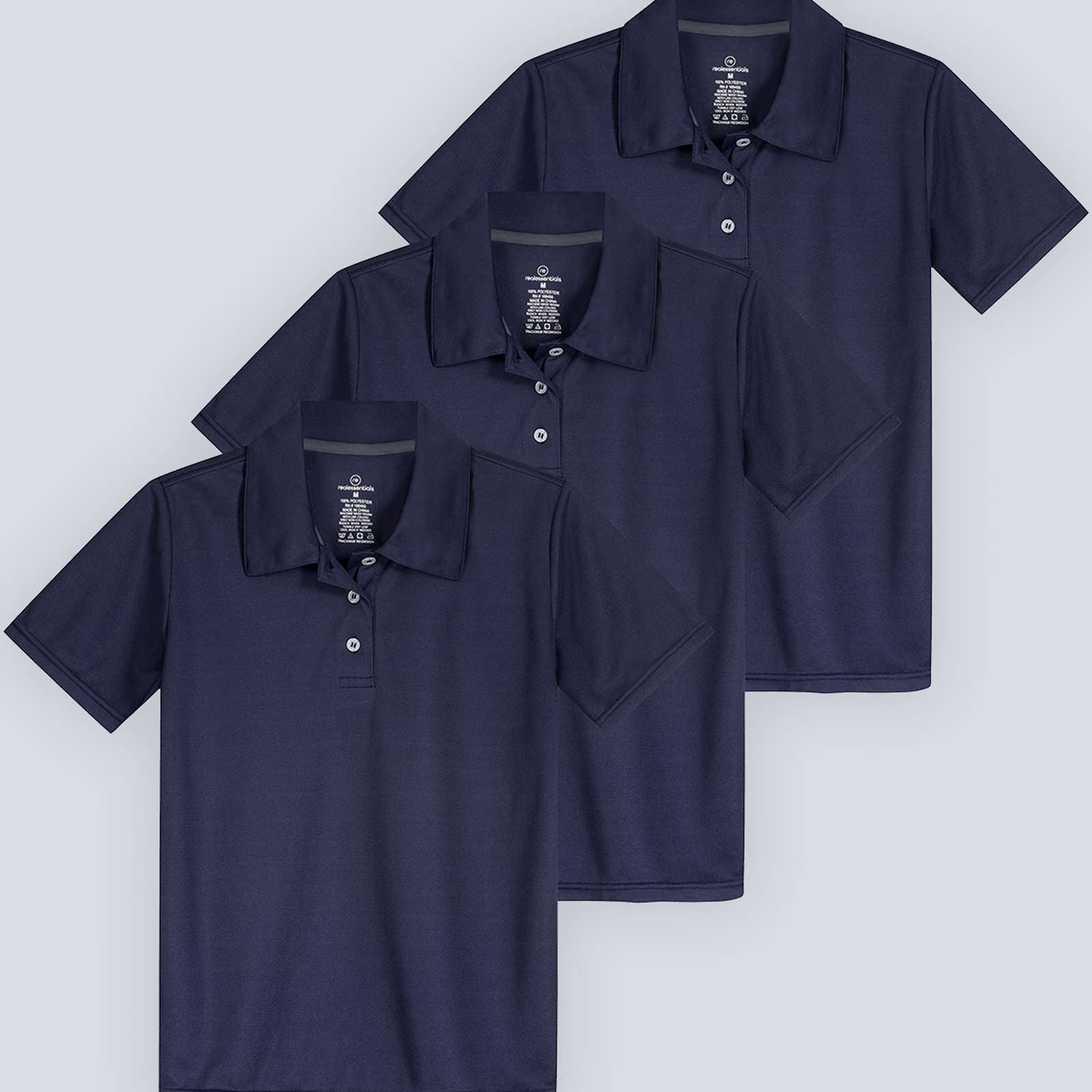 3 Pack: Girls' Short Sleeve Performance Polo