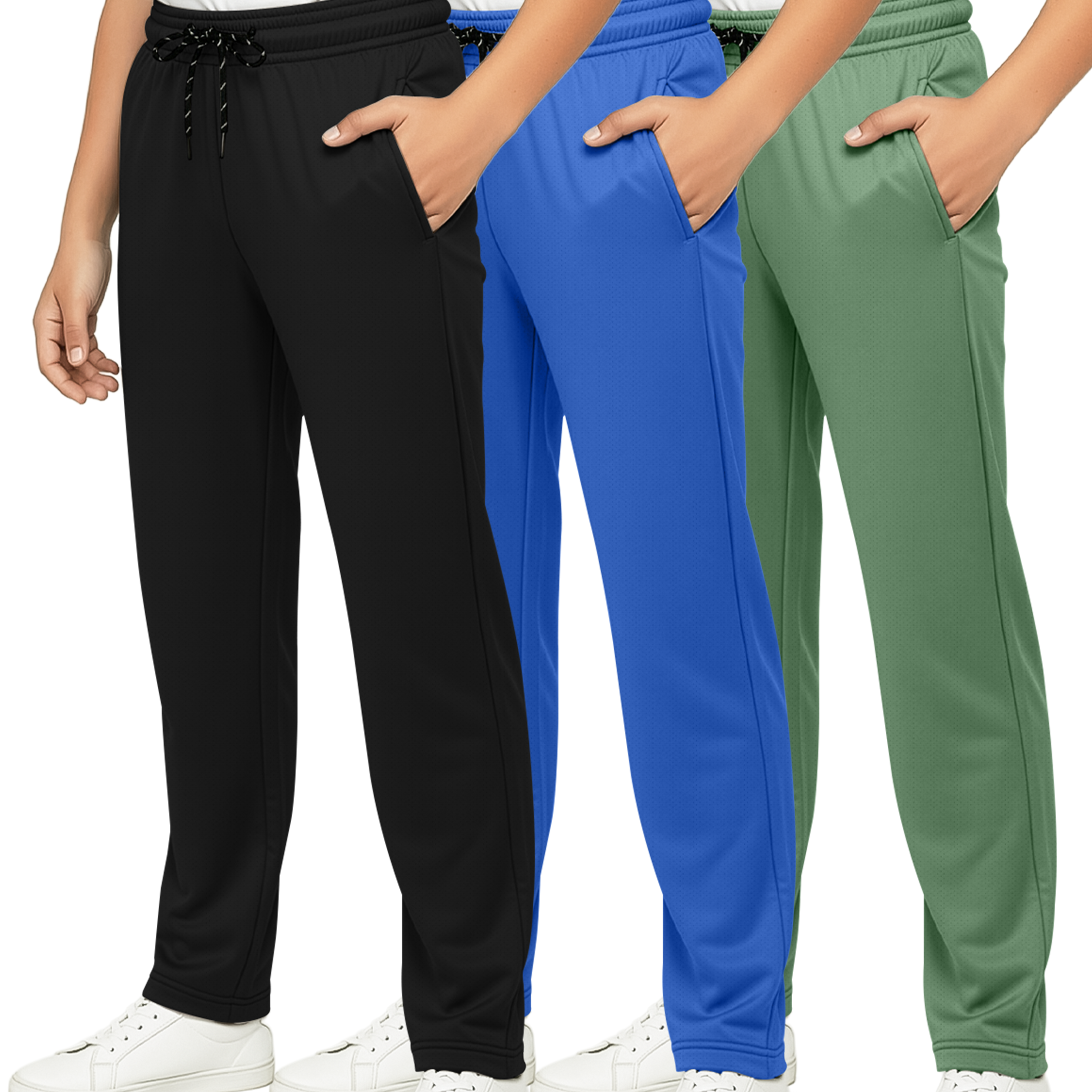 3 Pack: Boys Mesh Open Bottom Active Sweatpants