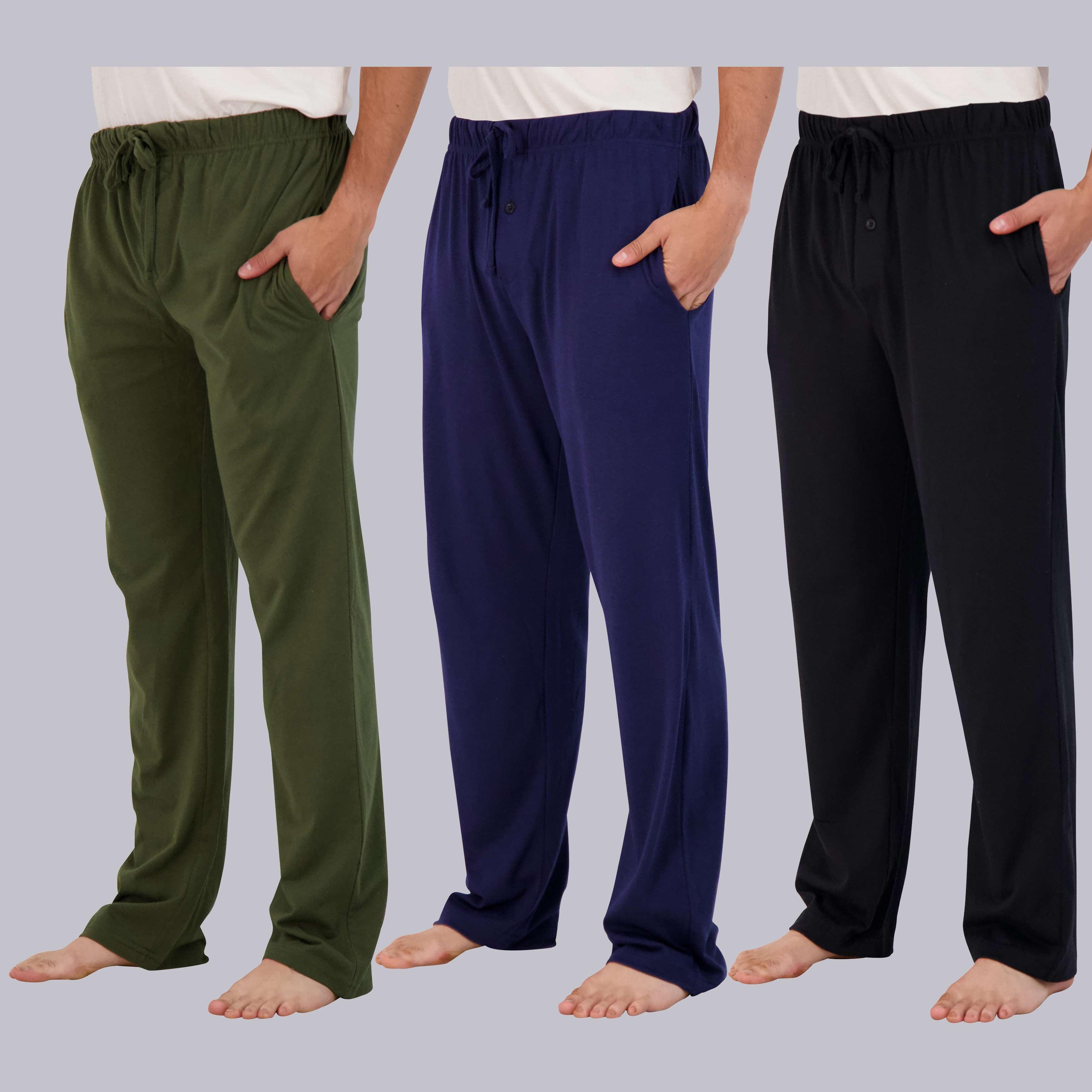 3 Pack: Mens Cotton Pajama Lounge Pants