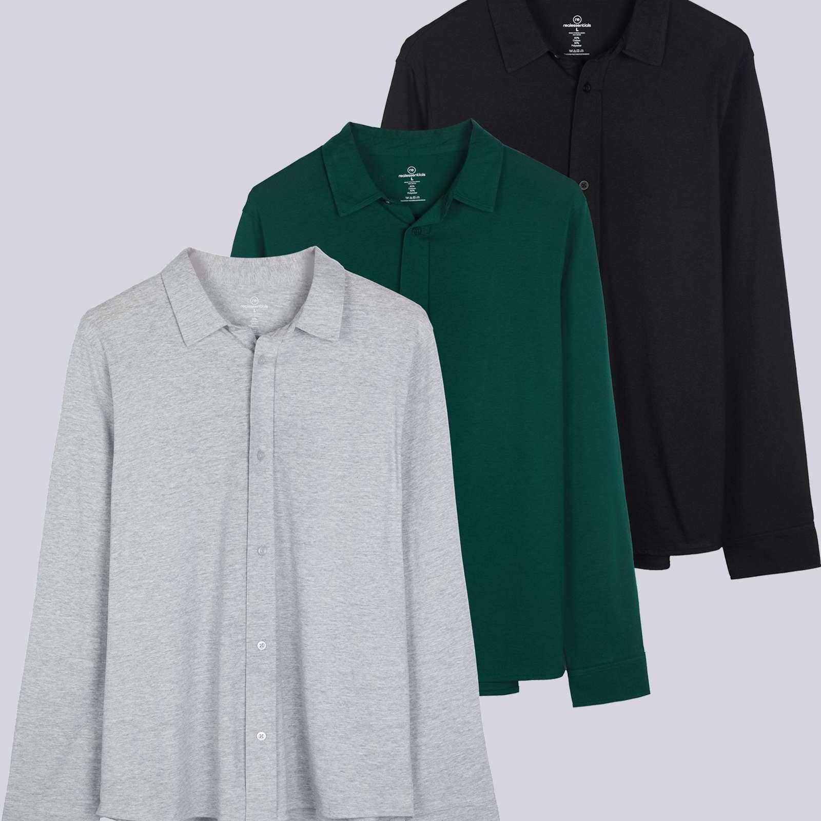 3 Pack: Men's Long Sleeve Button Down Shirt