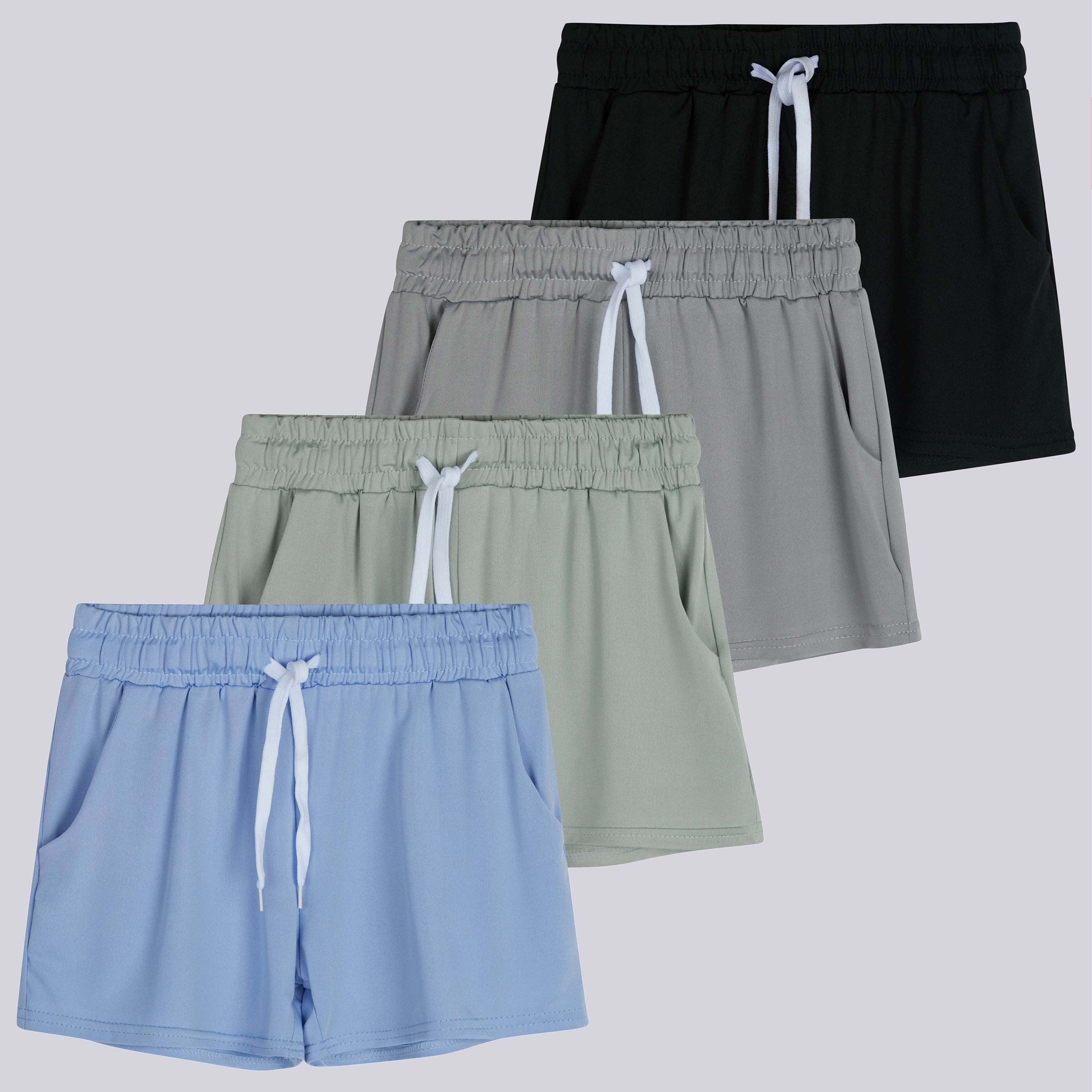 4 Pack: Girls Dry-Fit Active Shorts