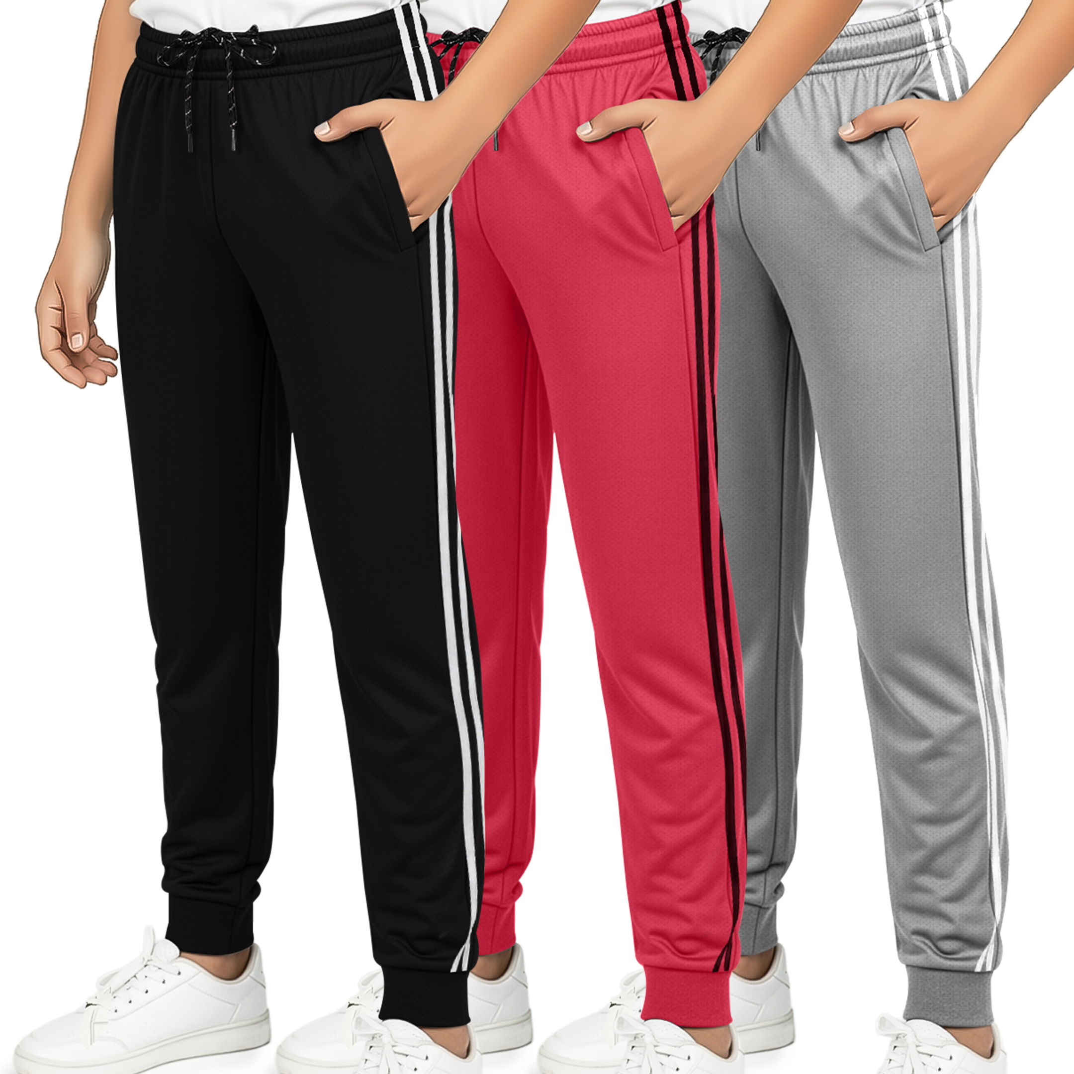 3 Pack: Boys Mesh Active Casual Jogger Sweatpants