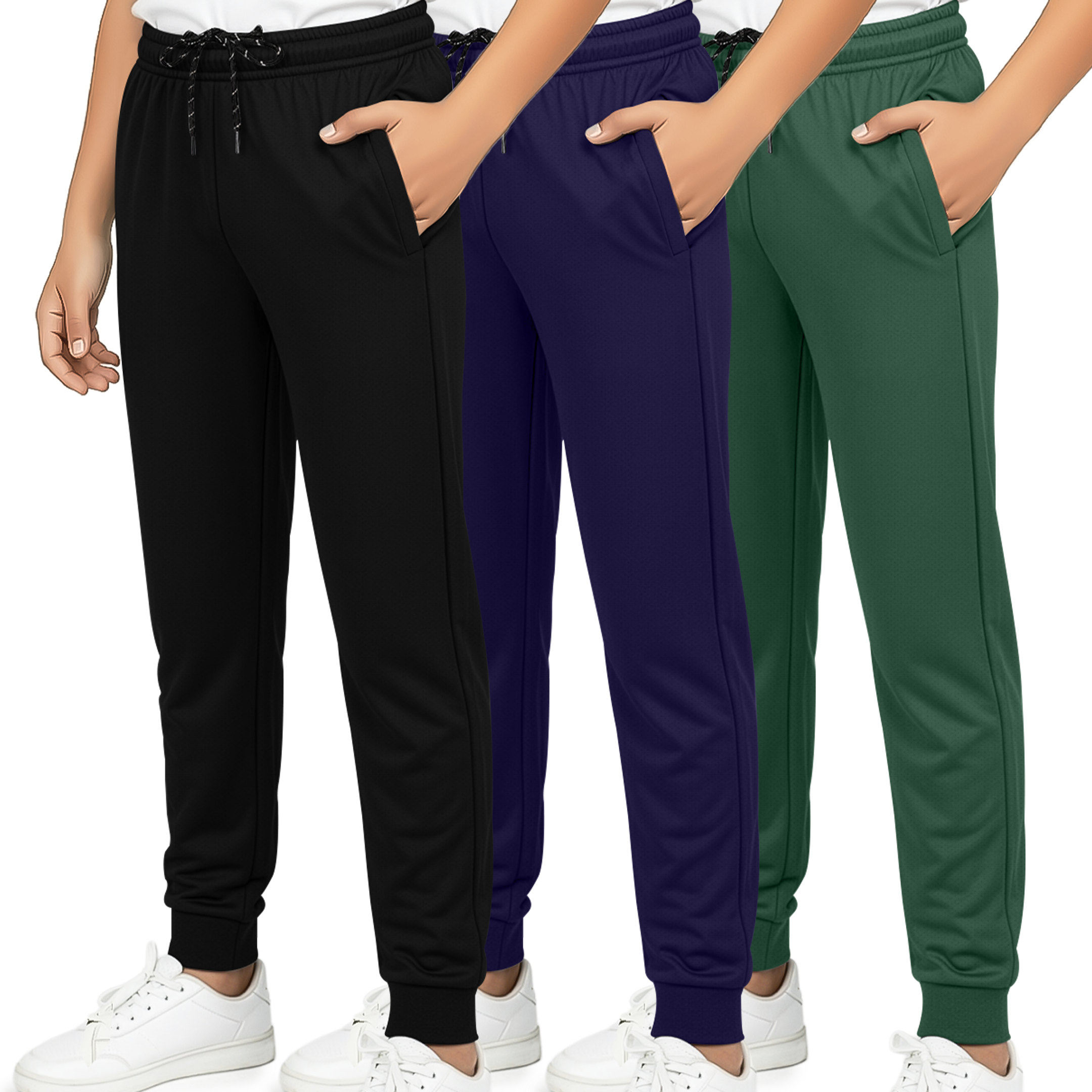 3 Pack: Boys Mesh Active Casual Jogger Sweatpants