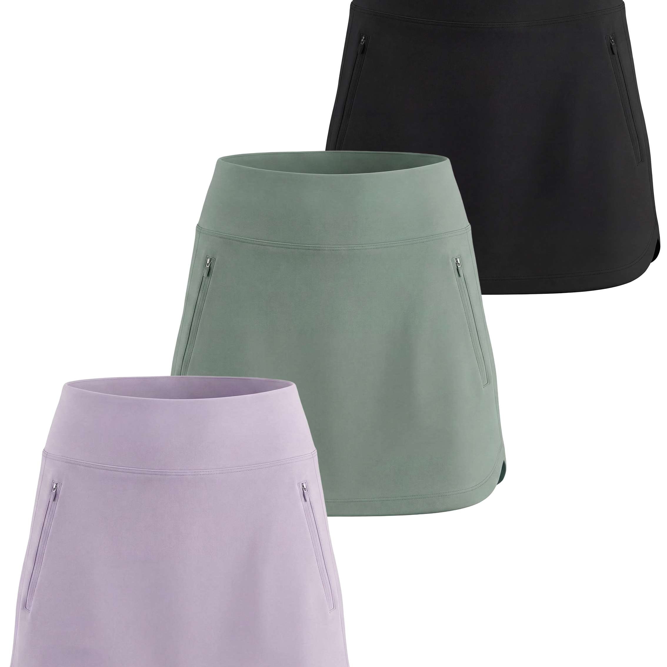 Real Essentials 3 Pack: Women's 16" Curved Hem Golf Skort with Zip Pockets - Ladies Athletic Tennis Pickleball Workout Skirts
