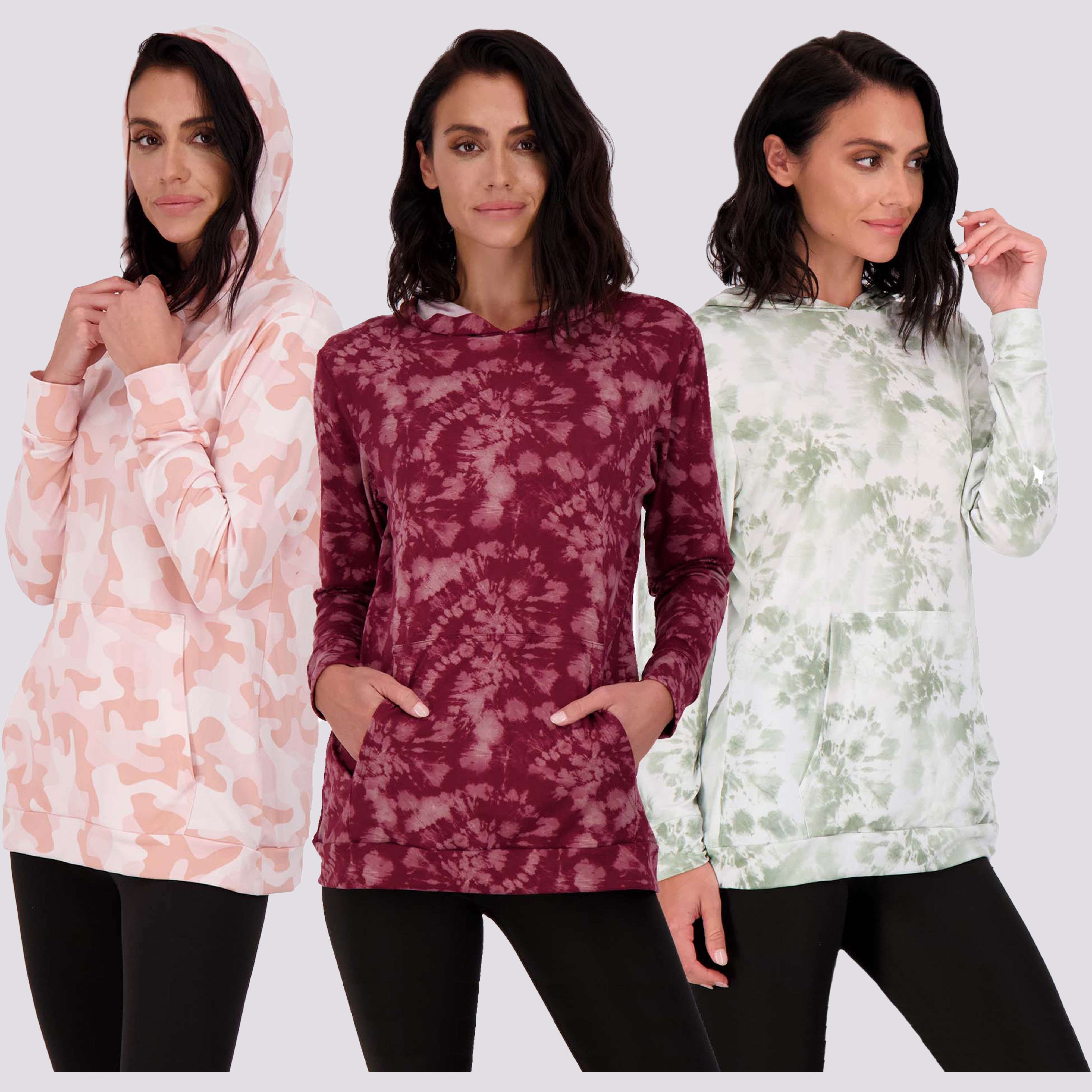 3 Pack: Womens Super-Soft Lounge Hoodie Pullover Sweatshirt