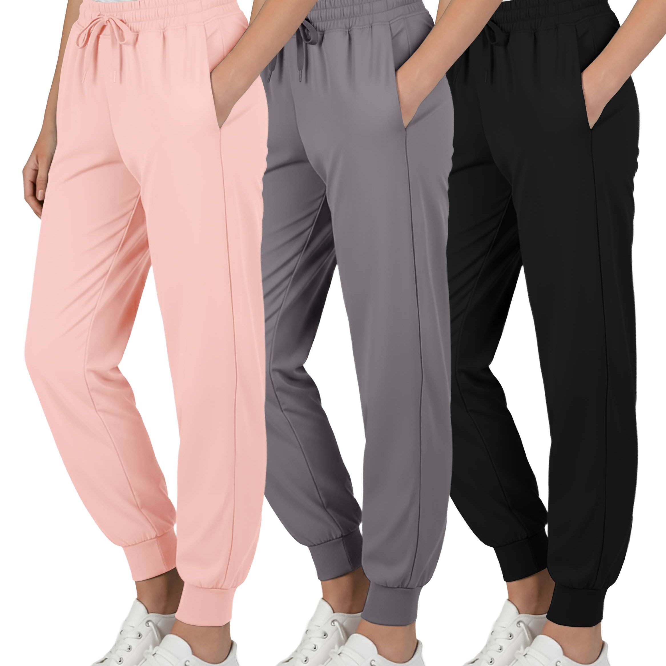 3 Pack: Girls' Dry-Fit Jogger Sweatpants Soft Active Athletic Kids Joggers with Pockets & Drawstring