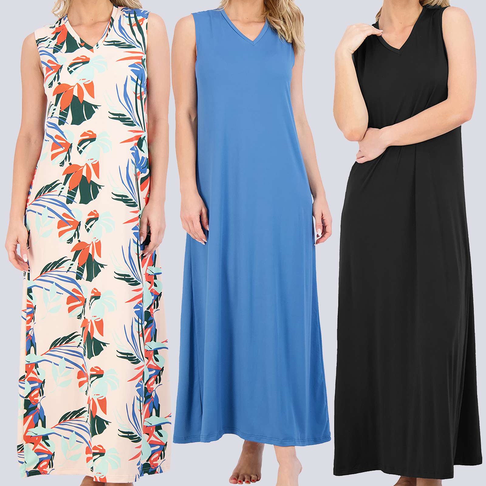 3 Pack: Women's Soft Tank Nightgown (Available in Plus Size)