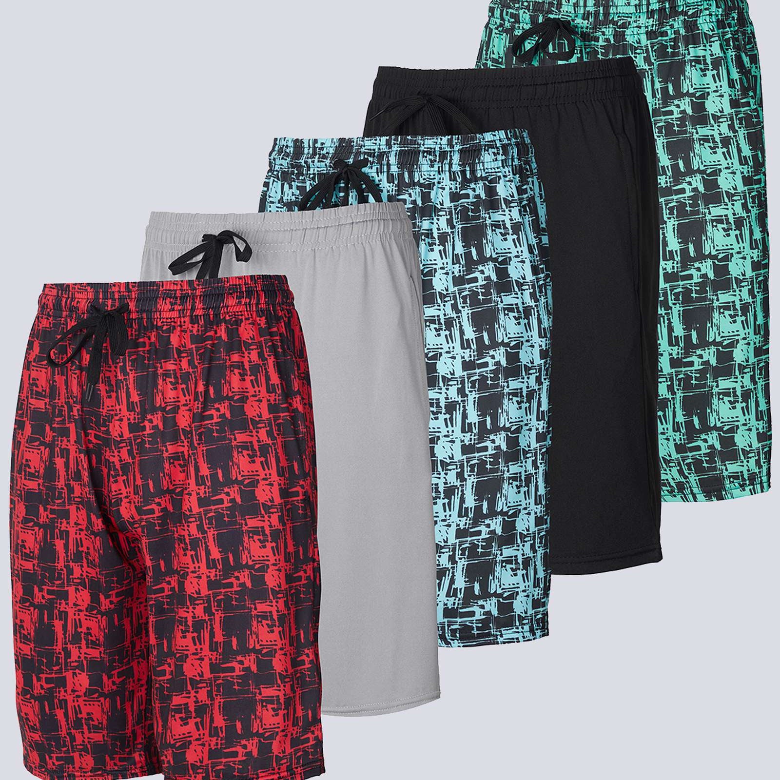 5 Pack: Boys Printed Dry Fit Active Shorts