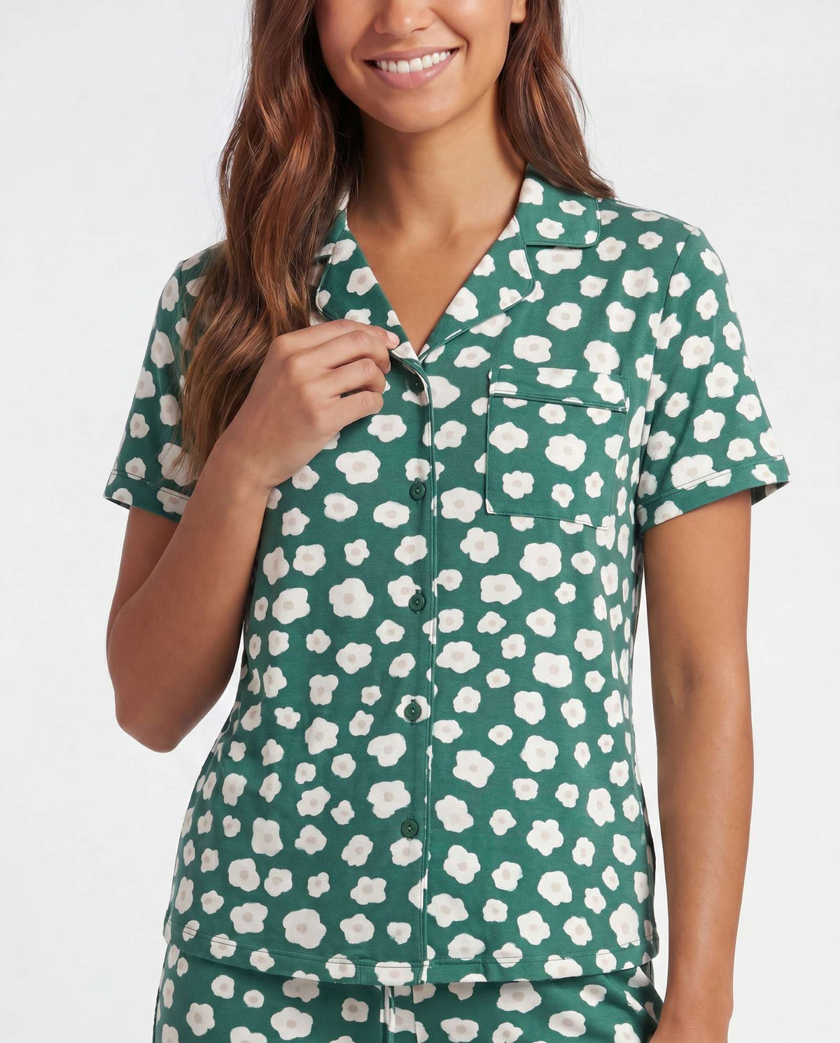 Real Essentials 2 Pack Women's Pajama Sets Lounge Set 2 Piece Button Up PJ Sleepwear Ladies - Mistletoe Flowers, Carinaria Hearts