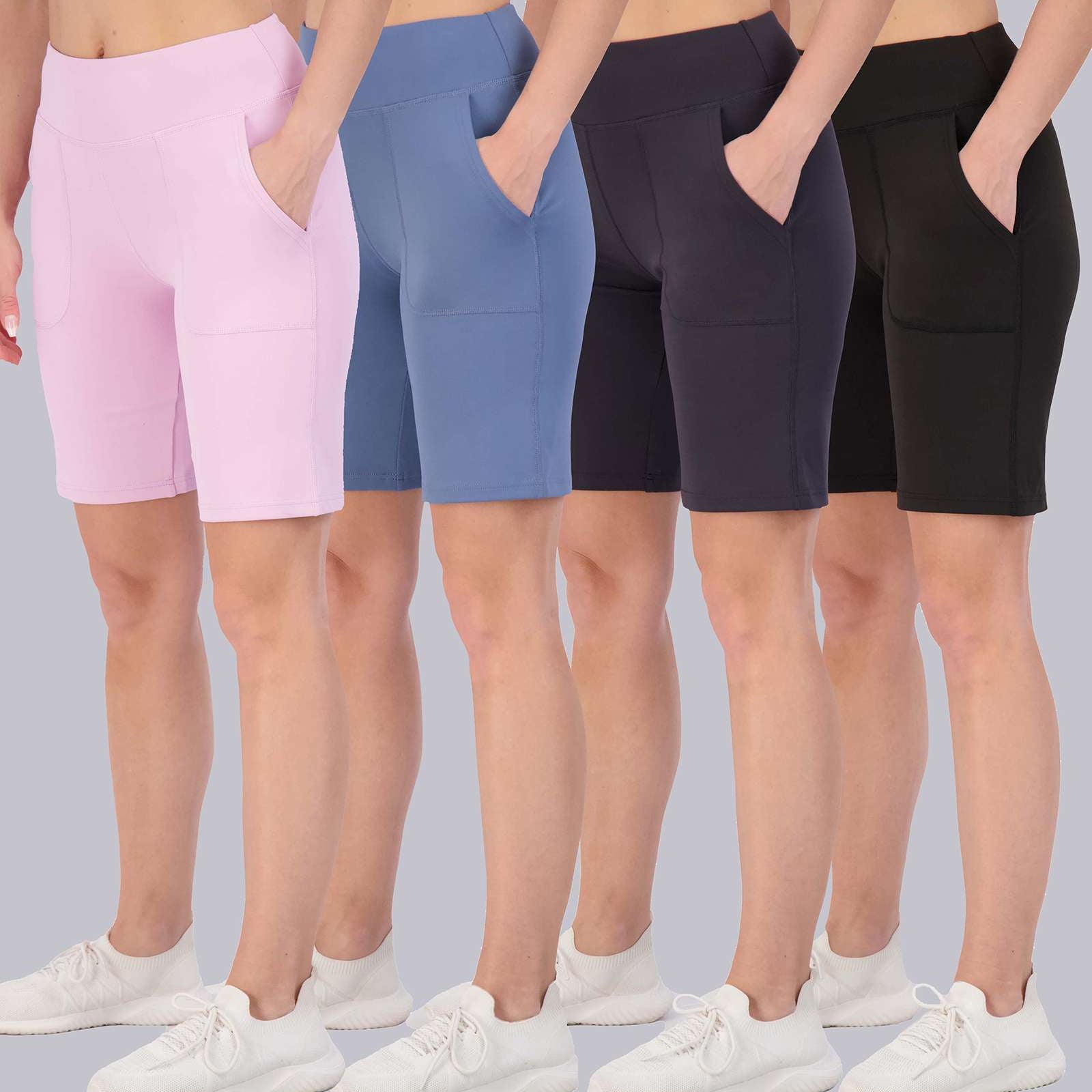 4 Pack: Women's 9" Bermuda Shorts with Pockets
