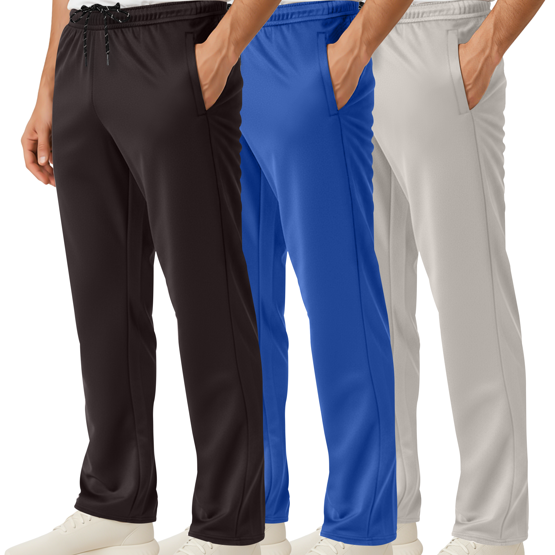 3 Pack: Mens Mesh Active Open Bottom Sweatpants