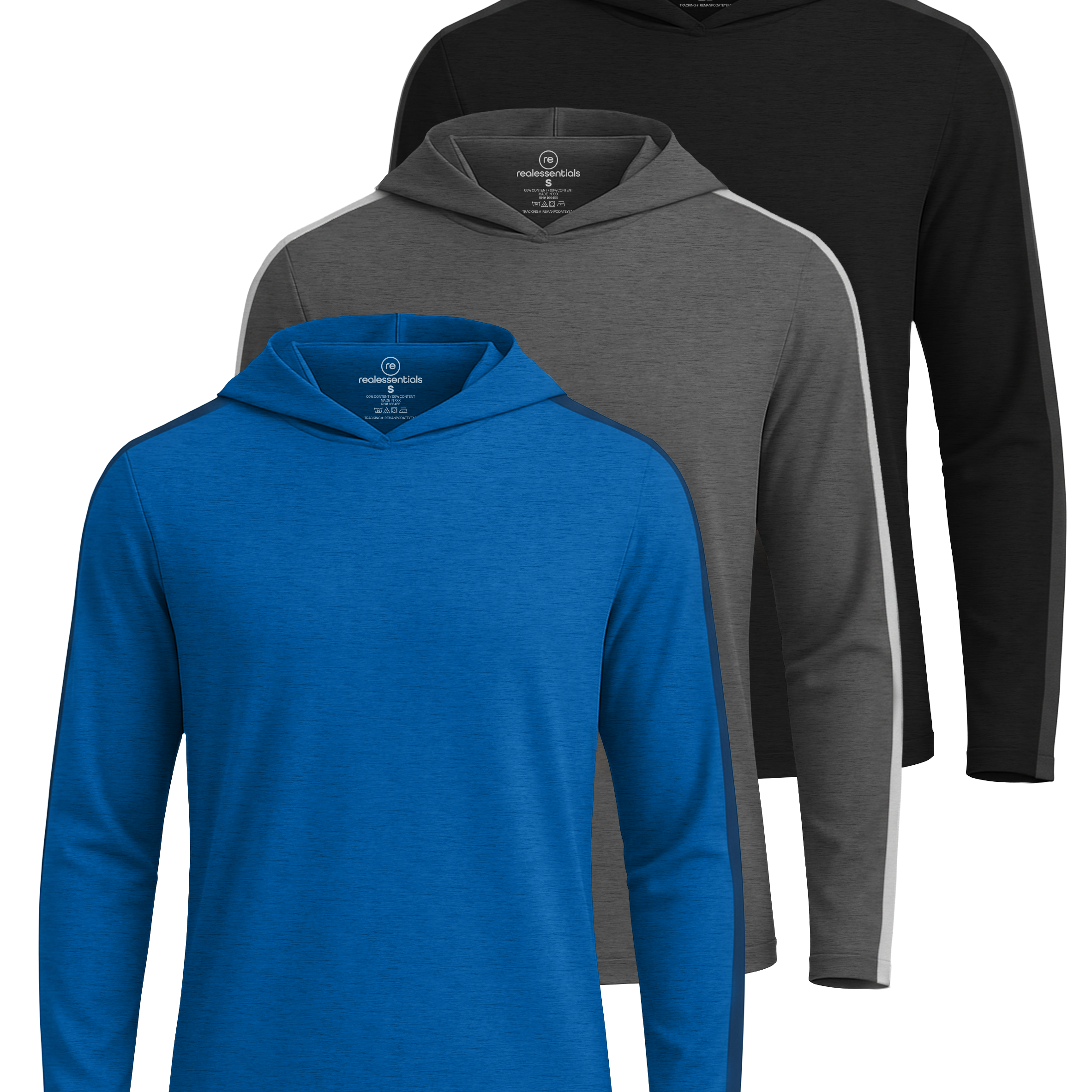 3 Pack: Mens Dry Fit Active Hoodie Pullover Sweatshirt