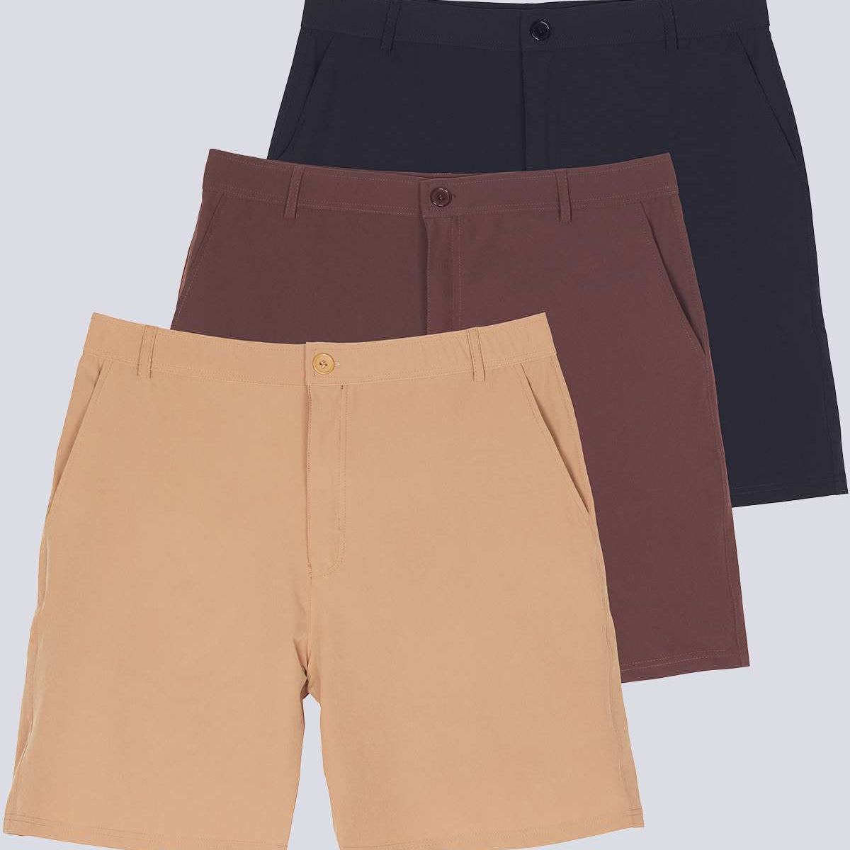 3 Pack: Men's 7" Golf Shorts