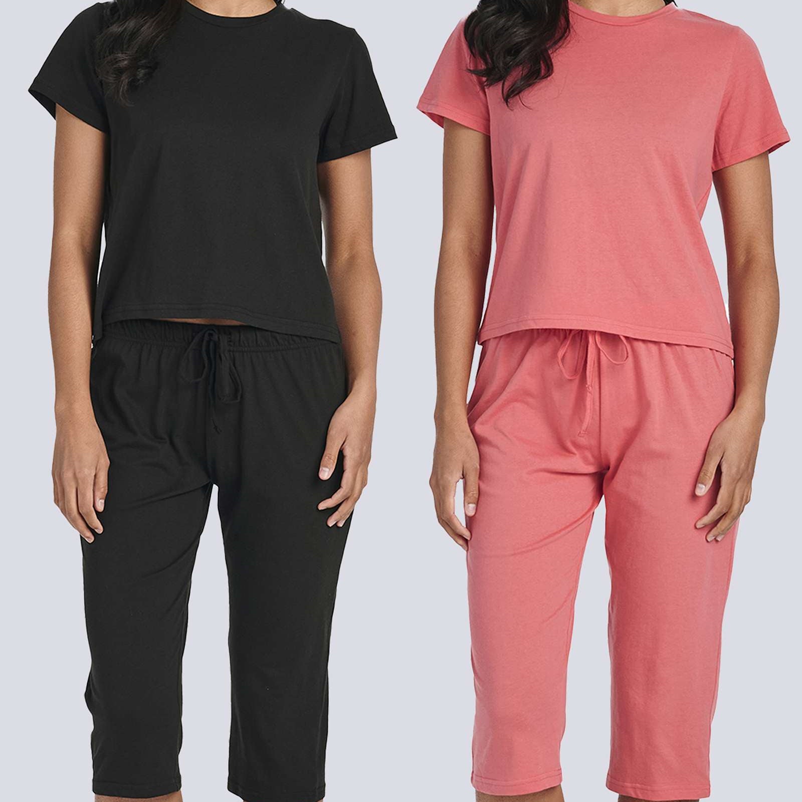 2 Pack: Women's Cotton Pajamas with Capri Pants