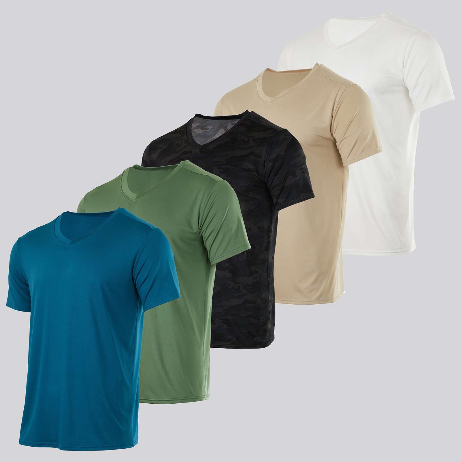5 Pack: Men’s V-Neck Dry-Fit T-Shirt