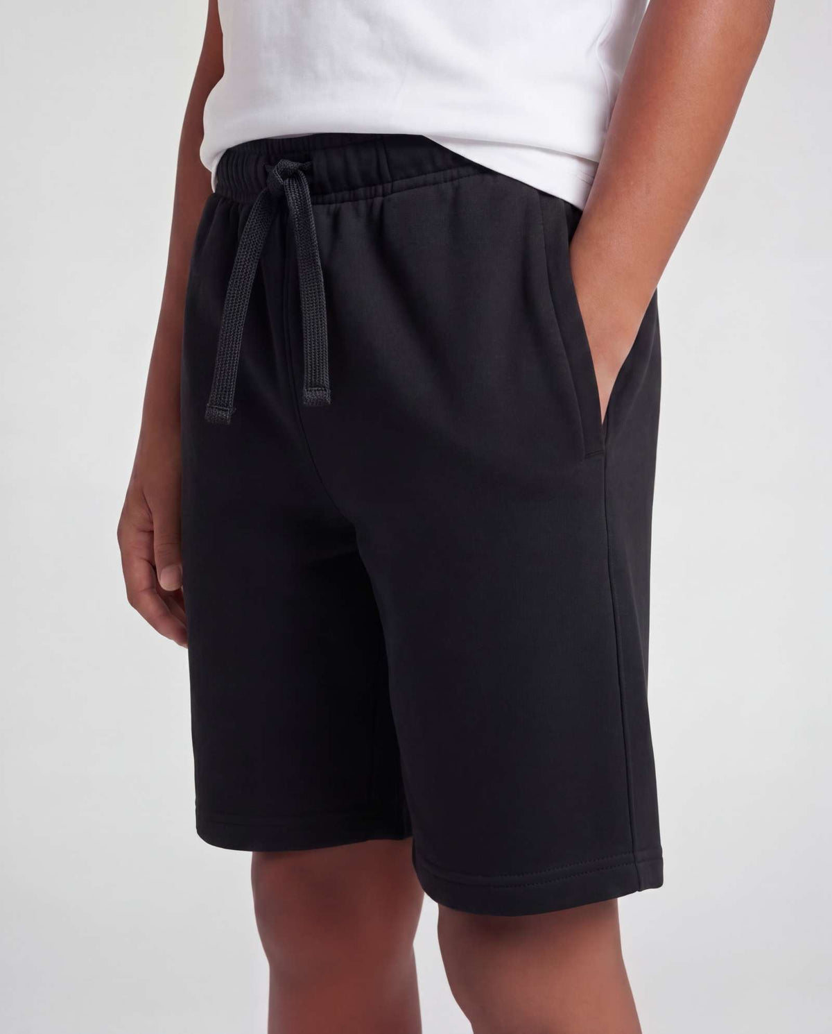 Real Essentials 3 Pack Boys' Fleece Shorts Athletic Gym Kids Teens Pajama Sleep Pockets - Solid Black, Solid Martini Olive, Solid Sleet