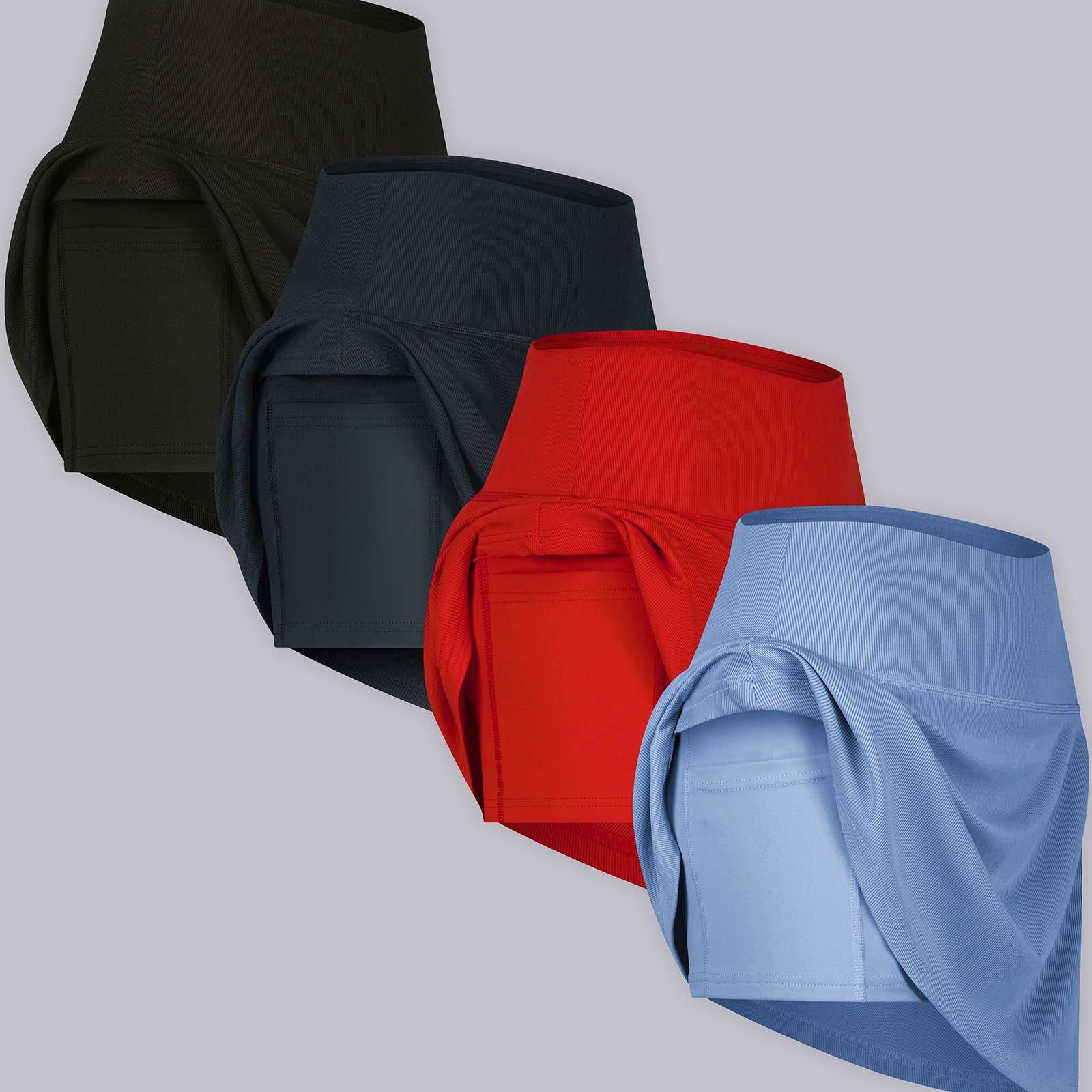 4 Pack: Women's Ribbed Active Skort with Pockets