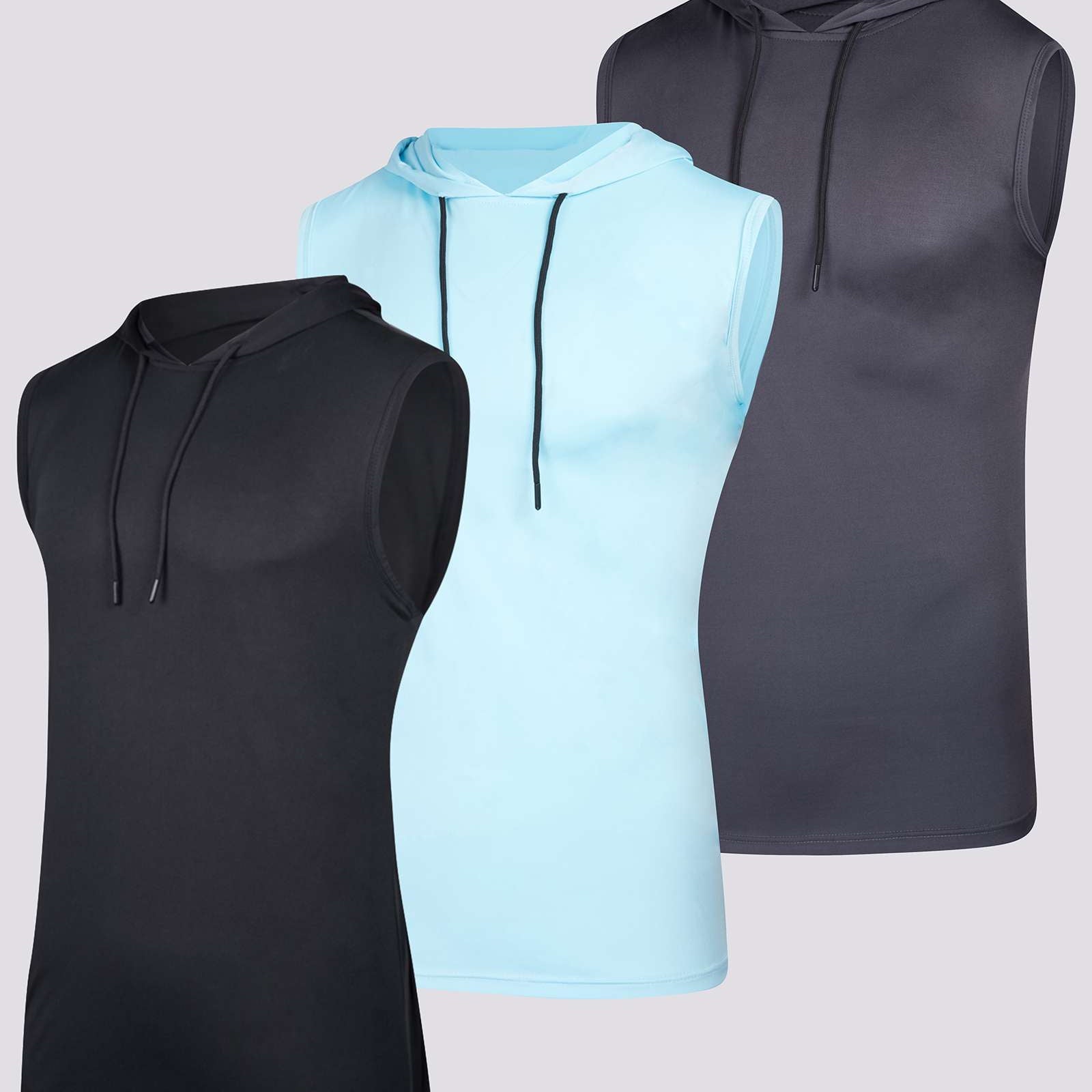 3 Pack: Men’s Dry-Fit Active Tank Top Hoodie