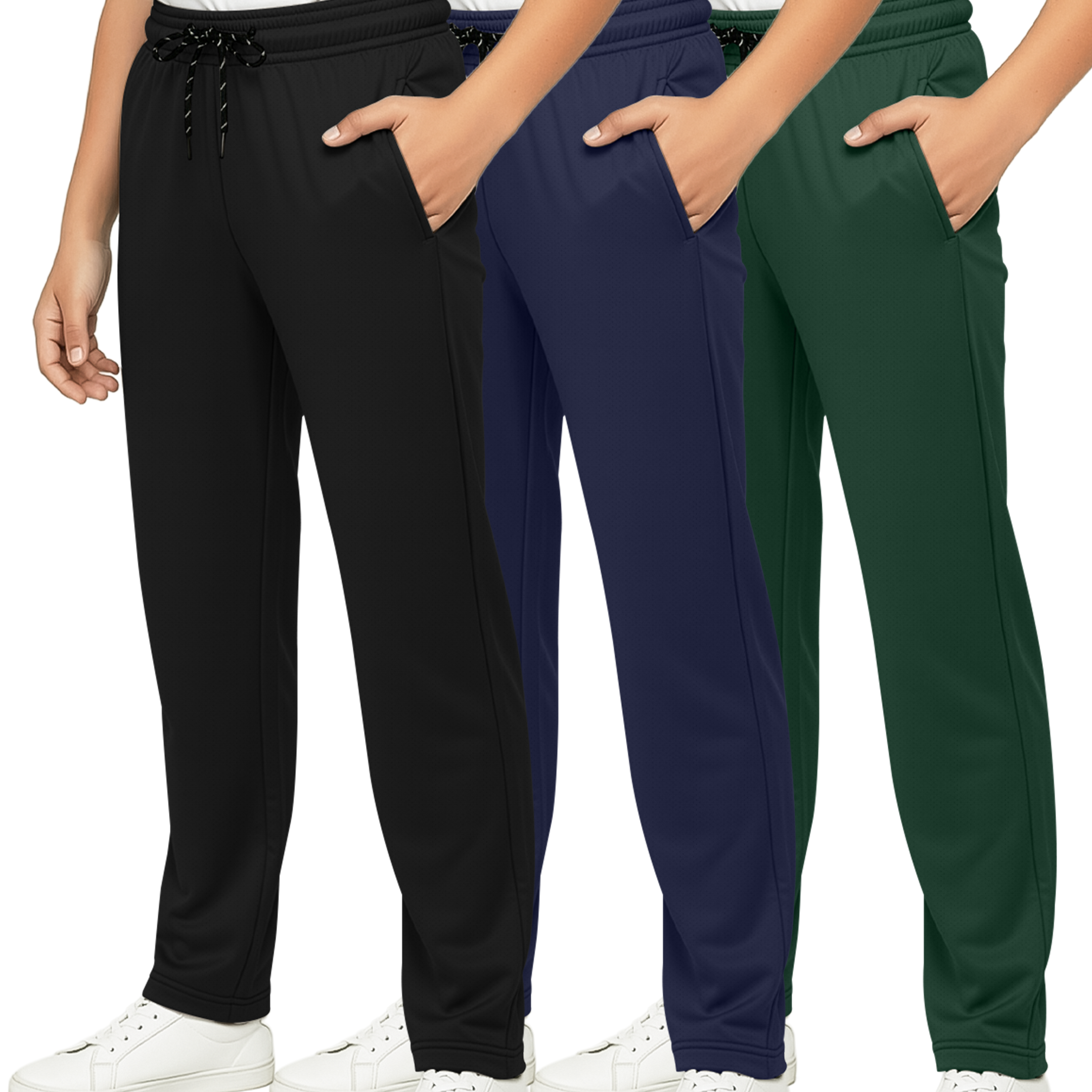 3 Pack: Boys Mesh Open Bottom Active Sweatpants