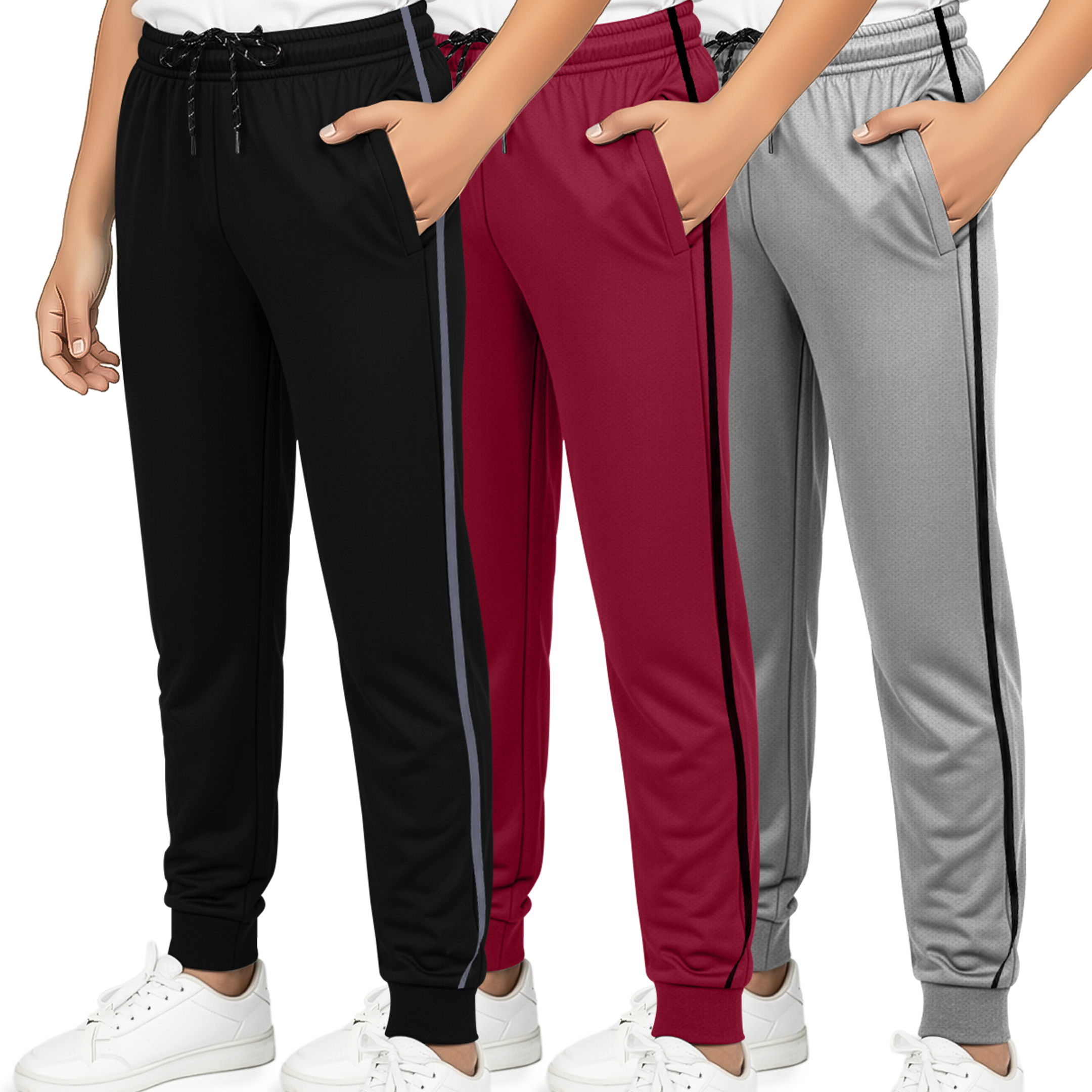 3 Pack: Boys Mesh Active Casual Jogger Sweatpants