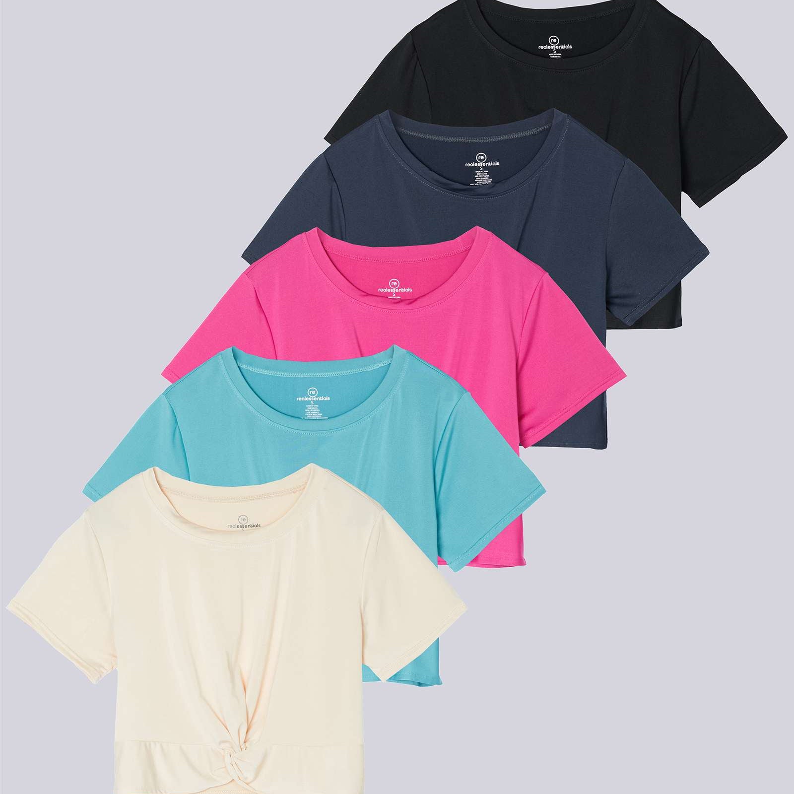 5 Pack: Women's Short Sleeve Twist Front Crop Top