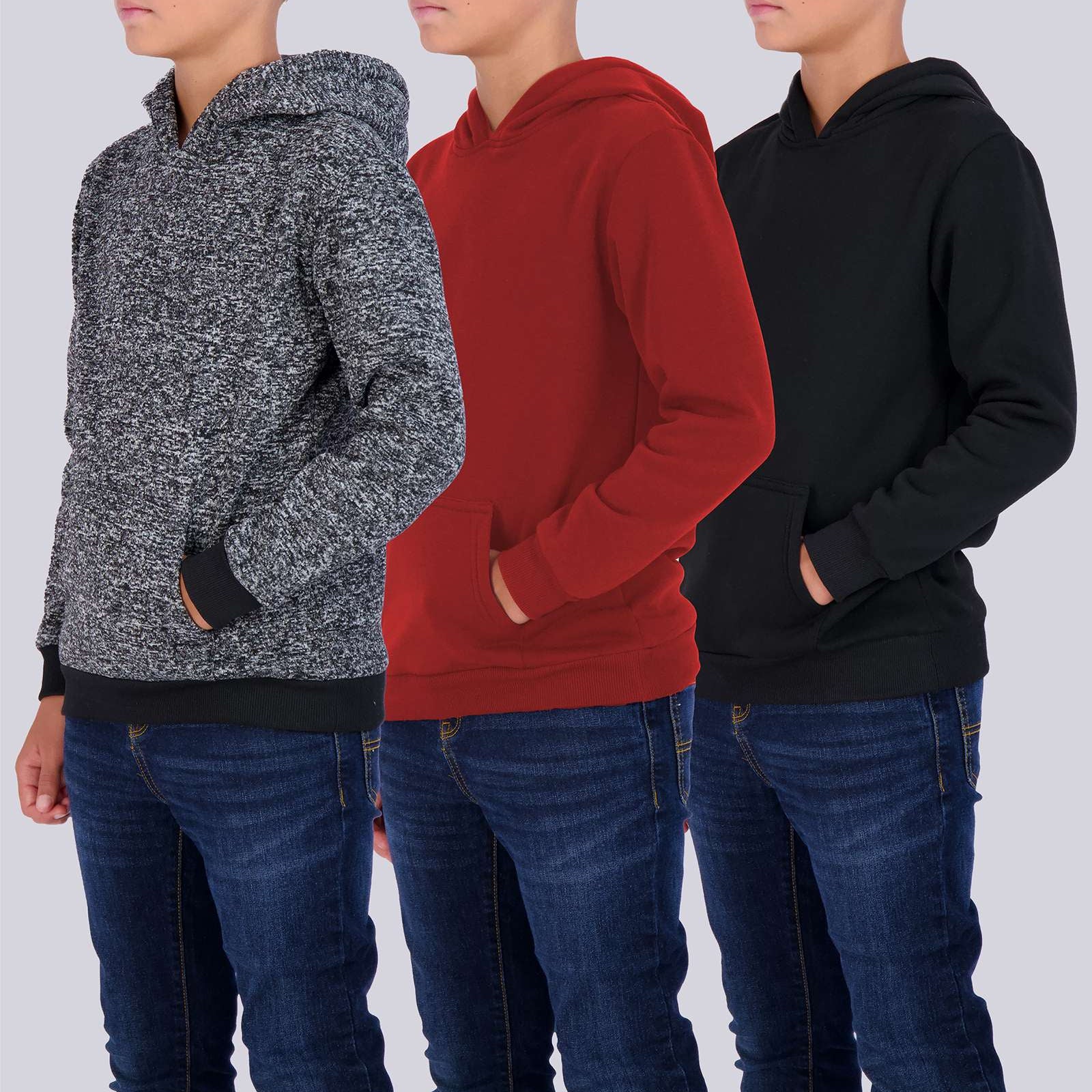 3 Pack: Boys Fleece Pullover Hoodie Sweatshirt