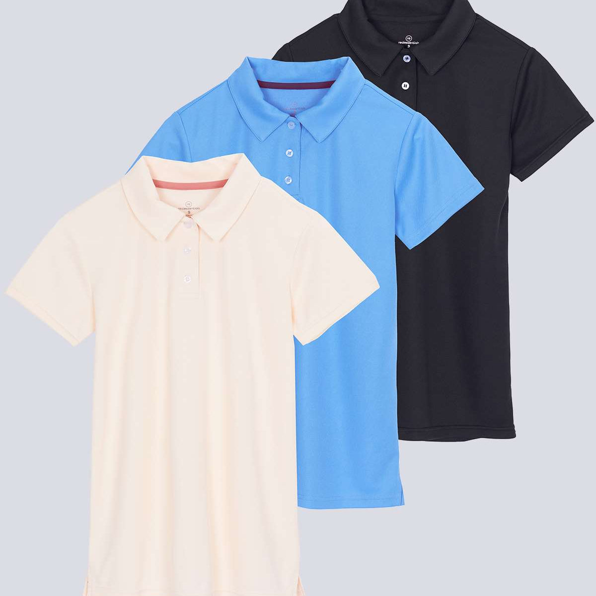 3 Pack: Womens Short Sleeve Dry-Fit Performance Polo Shirt (Available In Plus Size)