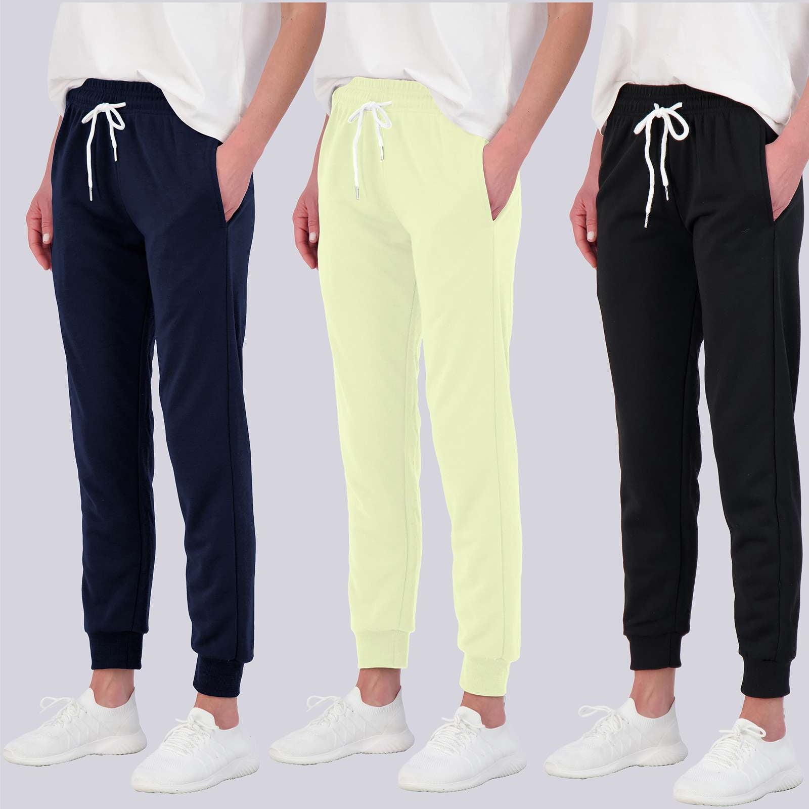 3 Pack: Womens French Terry Lounge Jogger Sweatpants