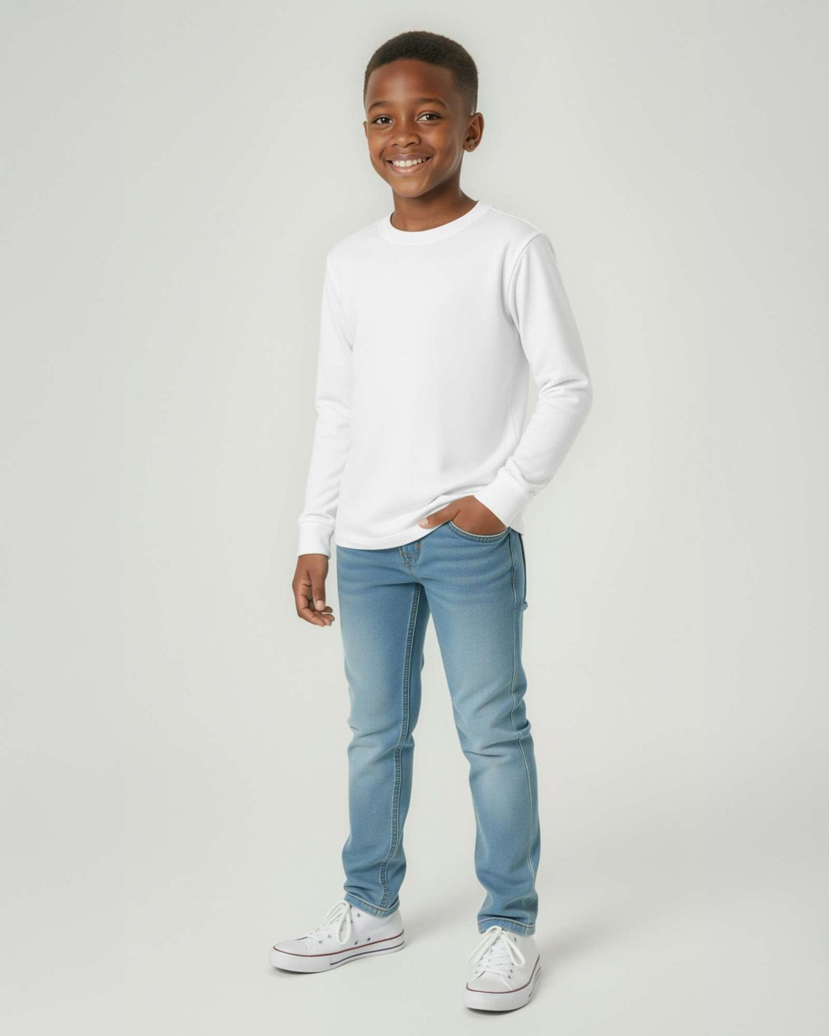 Real Essentials 5 Pack Boys' Cotton Long Sleeve Jersey T Shirts Kids School Youth Tees - Set 5