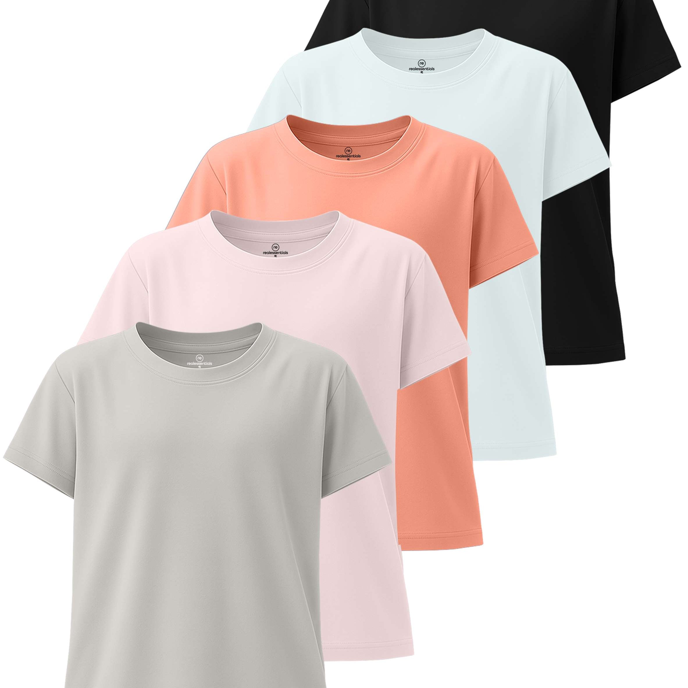 4 Pack: Girls Short Sleeve Dry-Fit Crew Neck Active T-Shirt