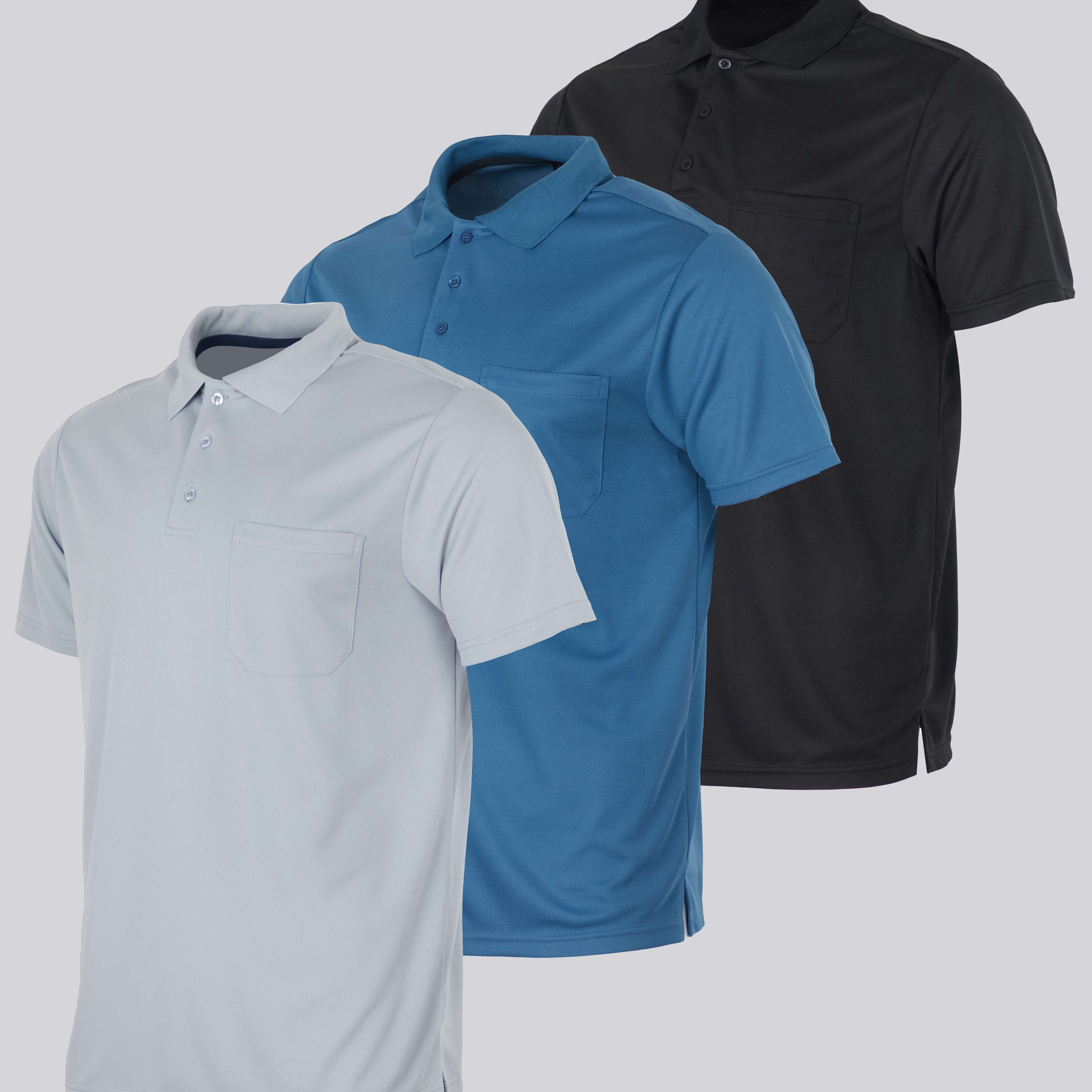 3 Pack: Men's Short Sleeve Dry-Fit Polo Shirt (Available in Big & Tall)