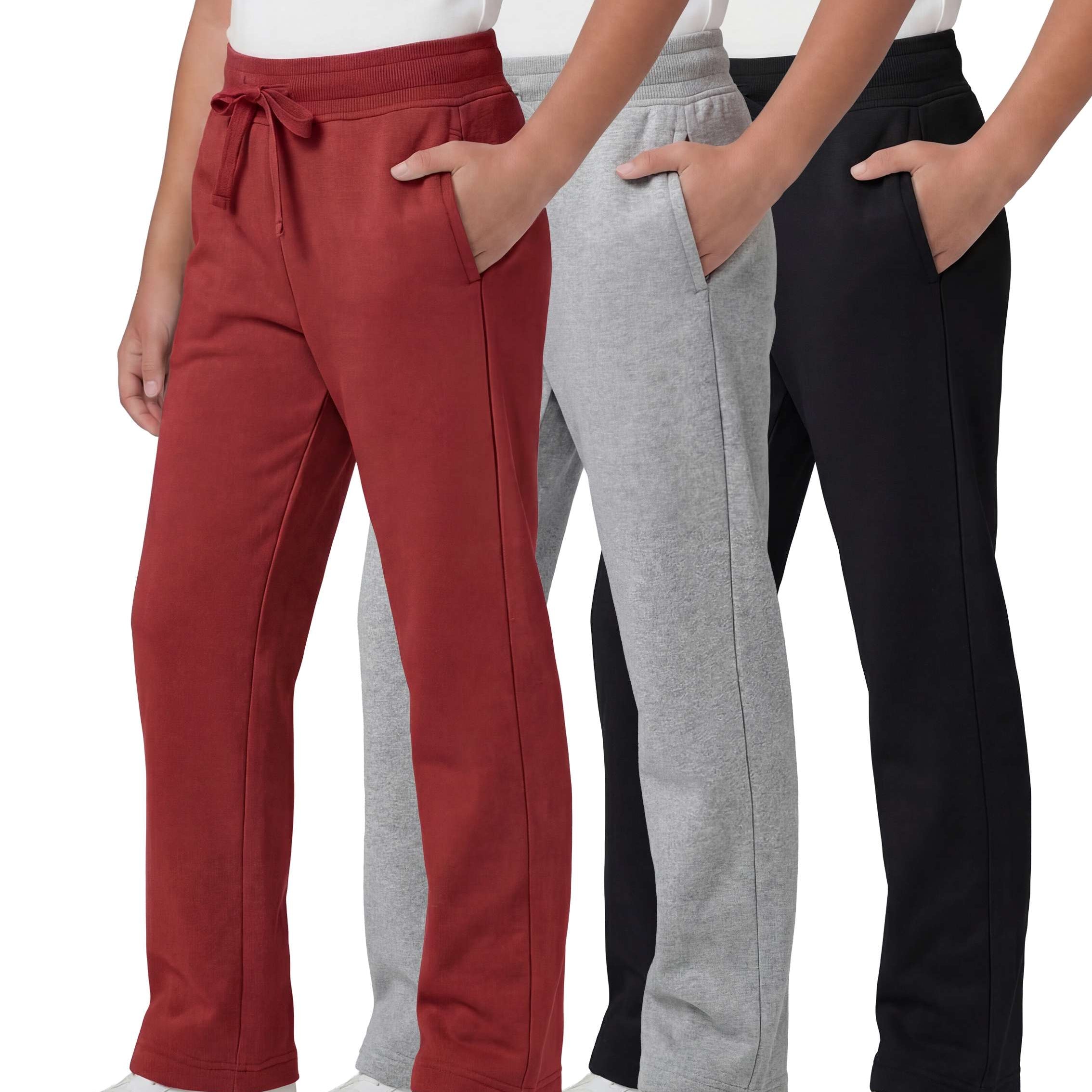3 Pack: Girls Fleece Open Bottom Sweatpants