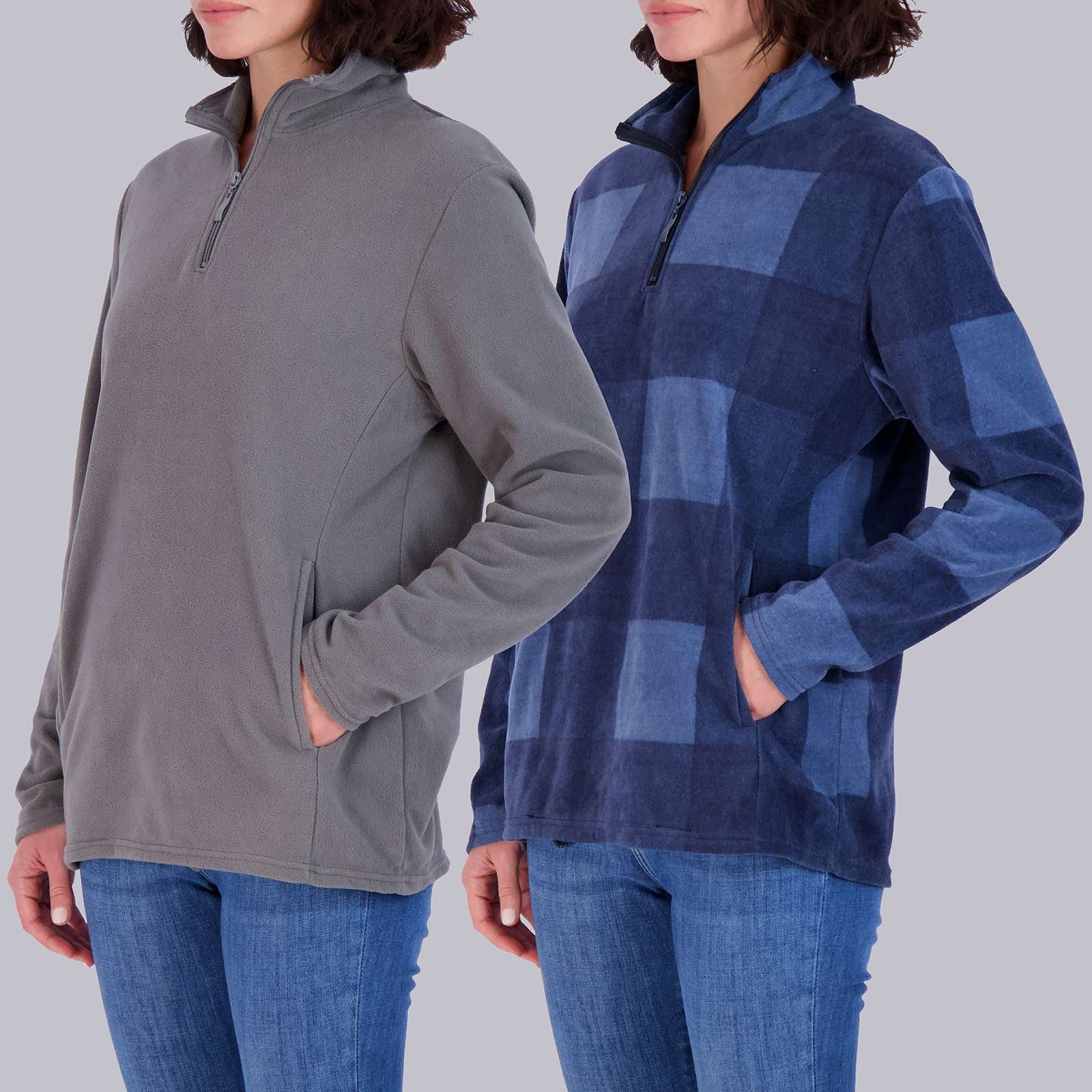 2 Pack: Women's Polar Fleece Long-Sleeve Quarter Zip Winter Jacket (Available in Plus Size)