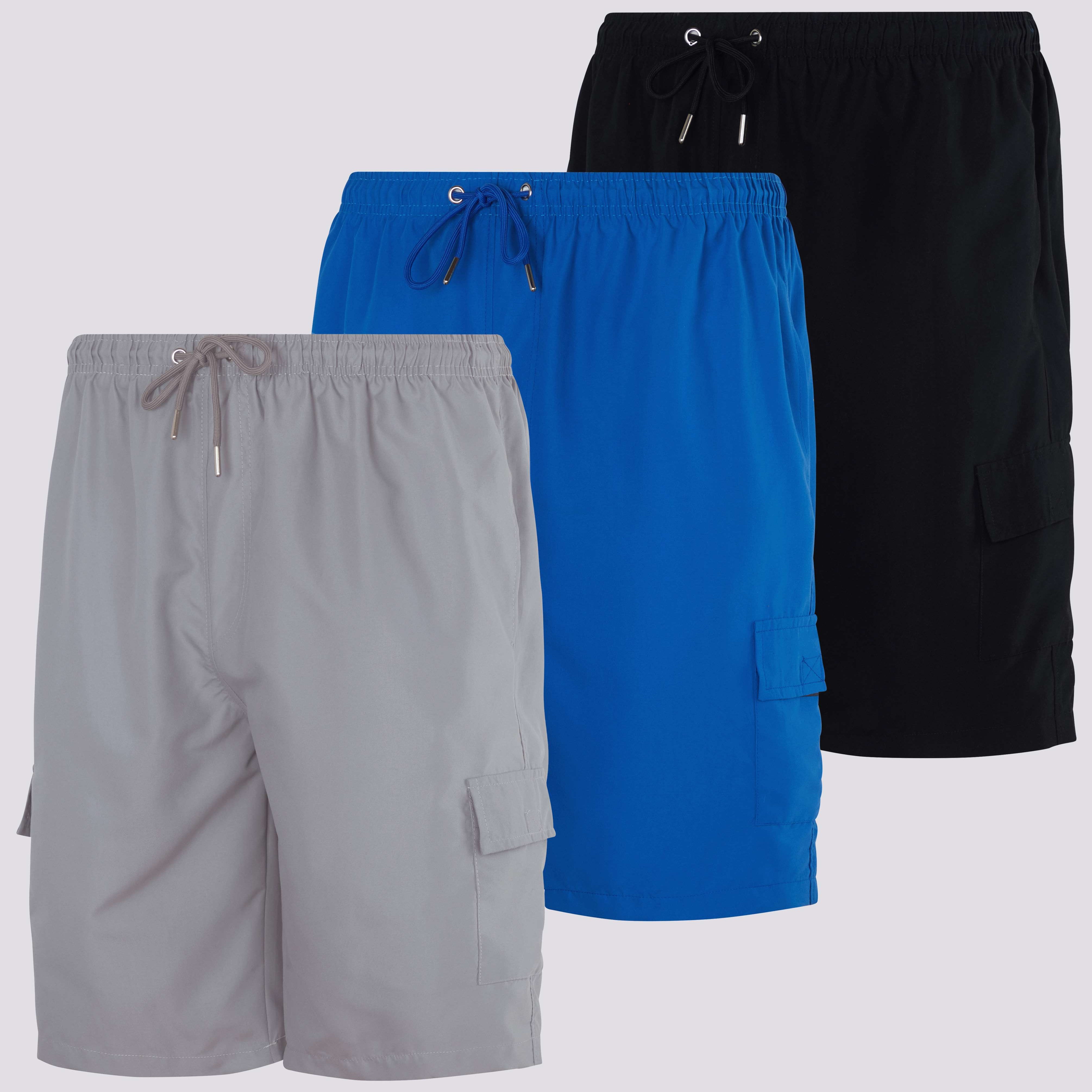 3 Pack: Men's Swim Trunks with Cargo Pockets (Available In Big & Tall)