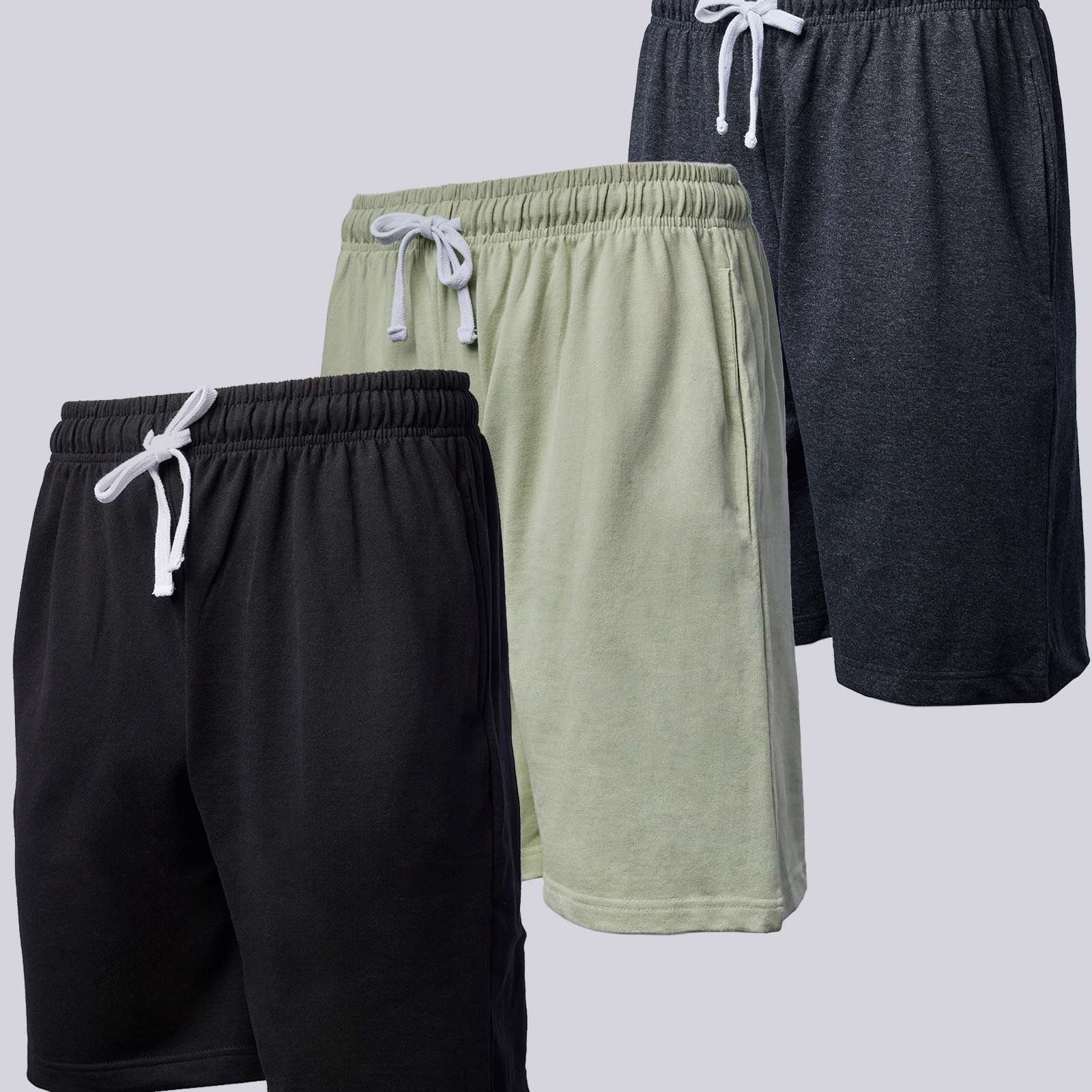 3 Pack: Mens 9" French Terry Casual Shorts