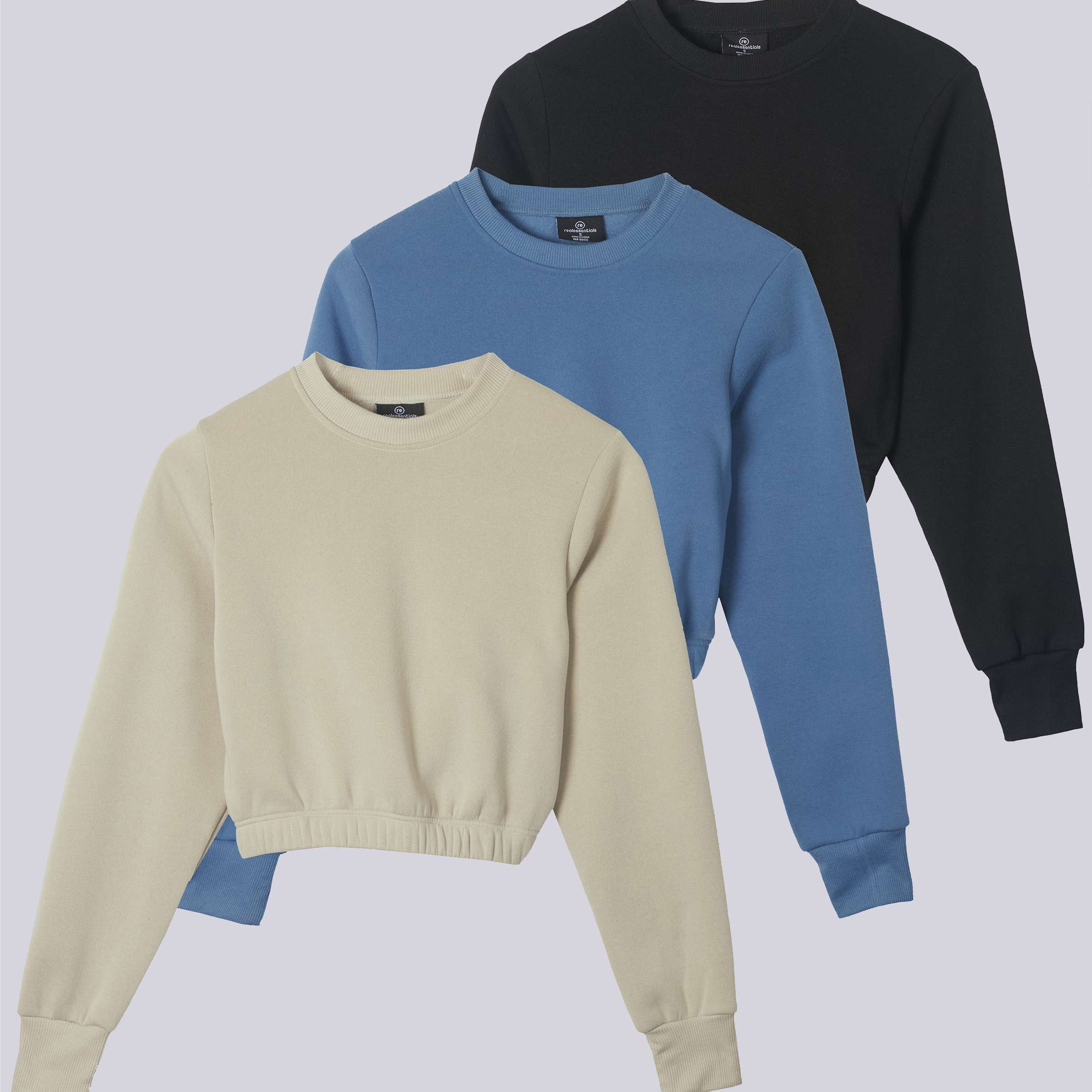3 Pack: Women's Fleece Cropped Sweatshirt (Available in Plus Size)
